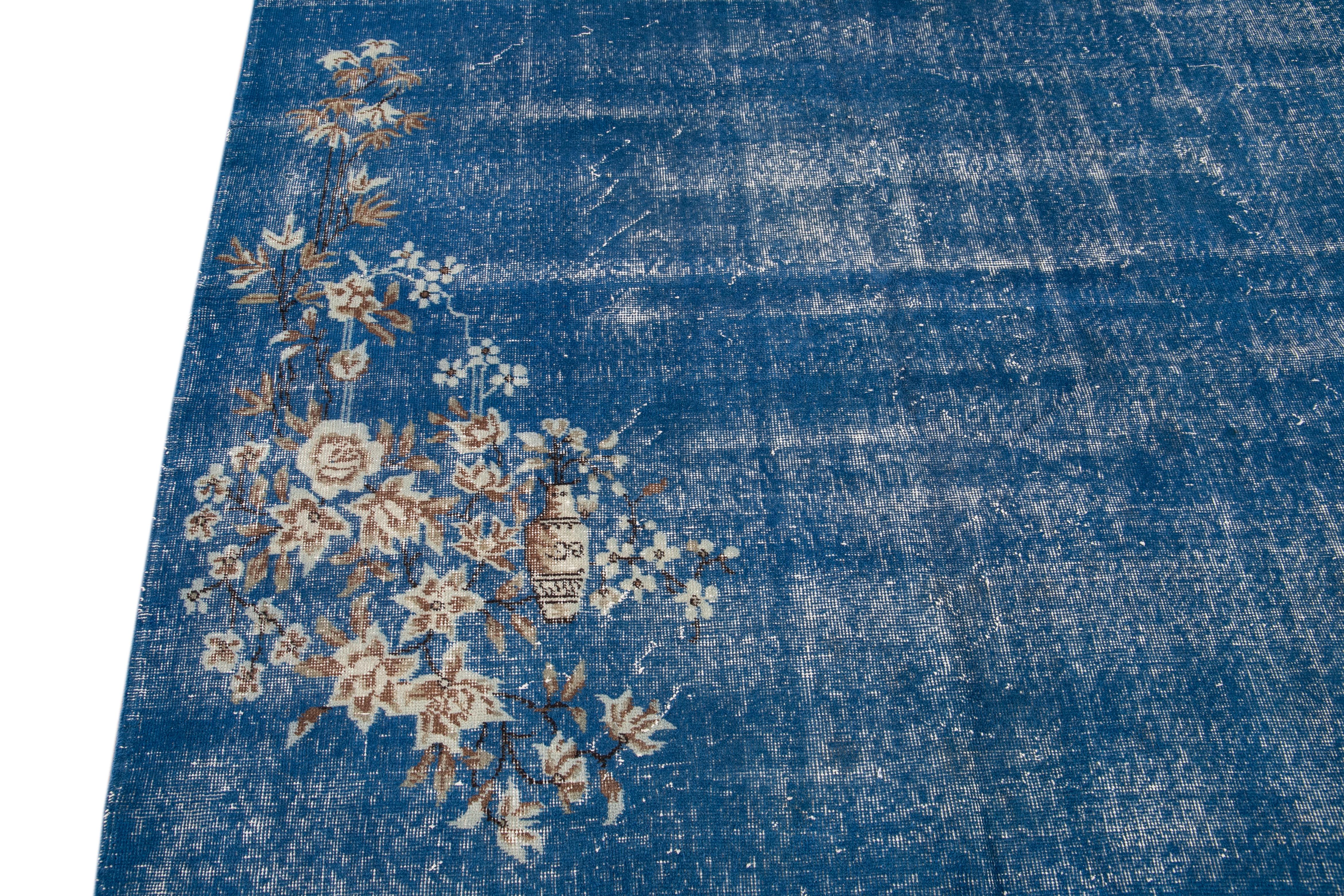 Mid-20th Century Vintage Overdyed Wool Rug For Sale 1