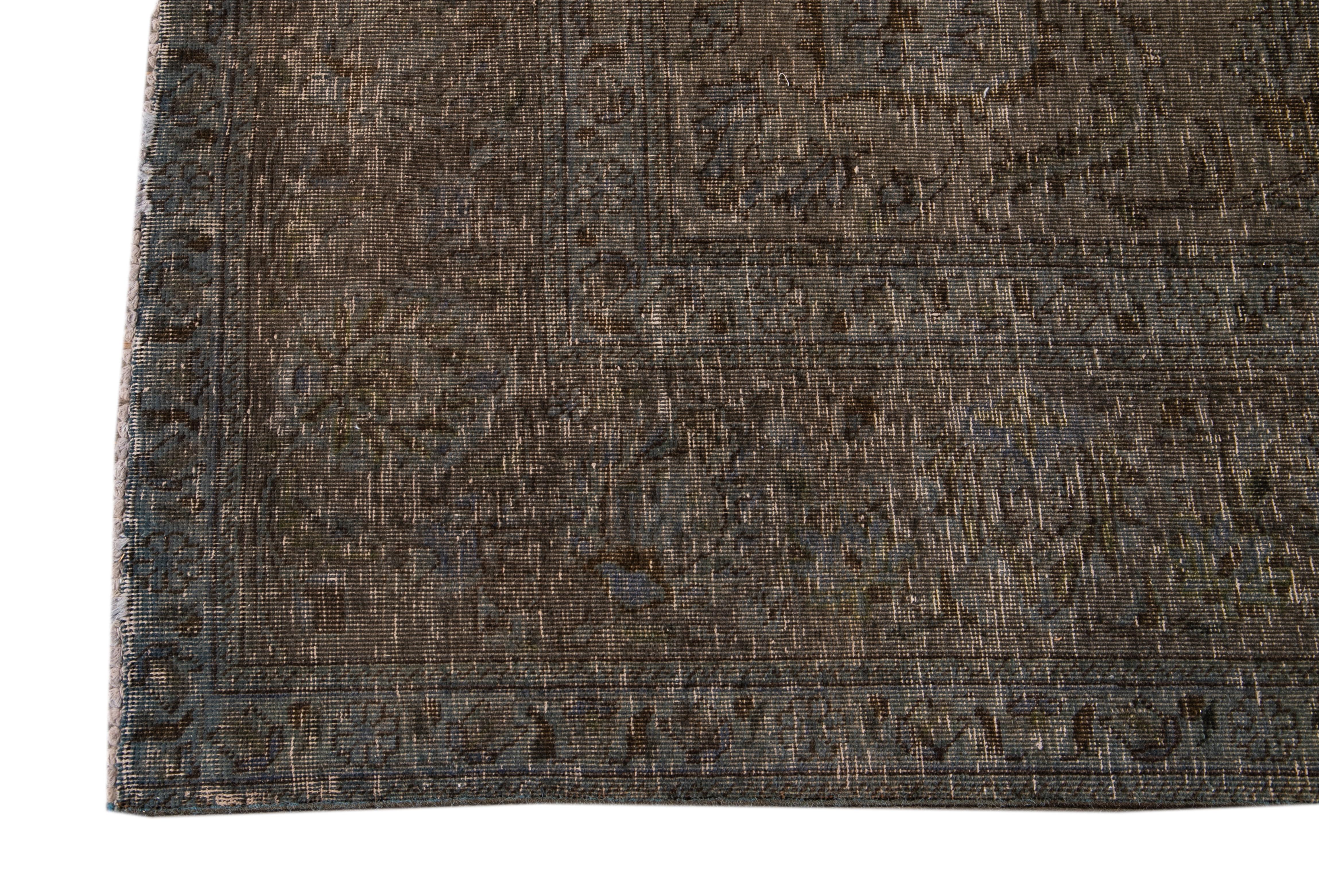 Mid-20th Century Vintage Overdyed Wool Rug For Sale 1