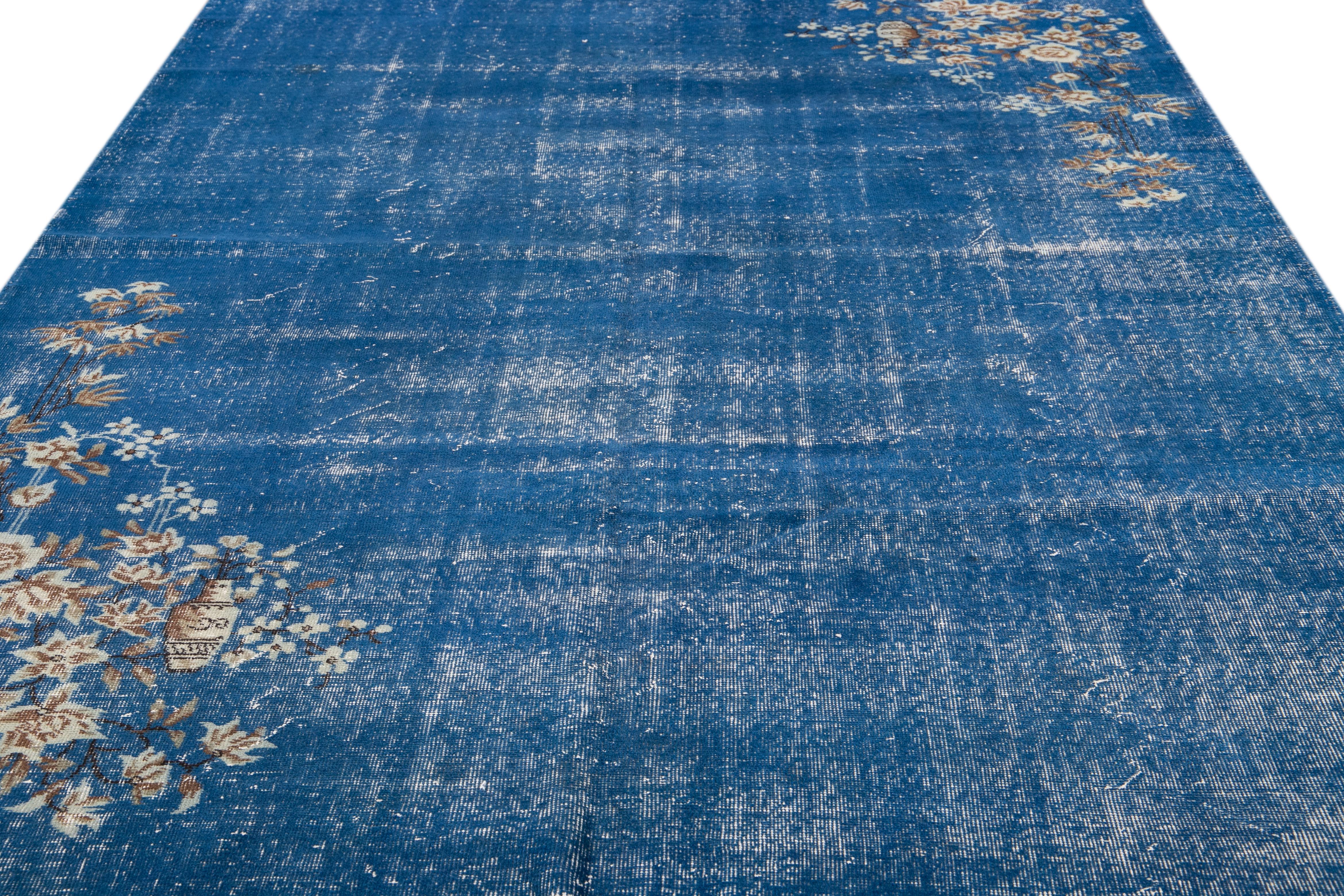 Mid-20th Century Vintage Overdyed Wool Rug For Sale 3