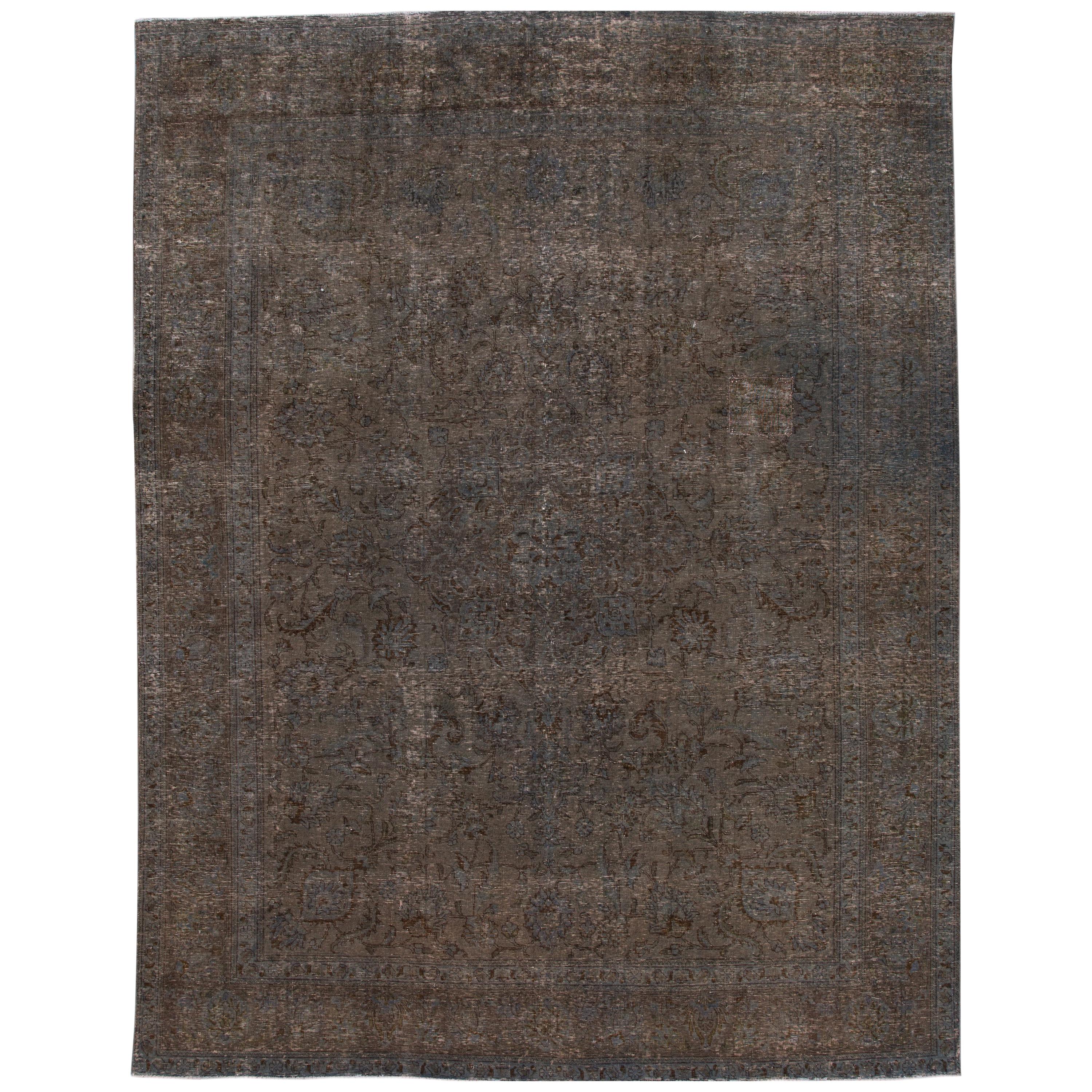 Mid-20th Century Vintage Overdyed Wool Rug For Sale