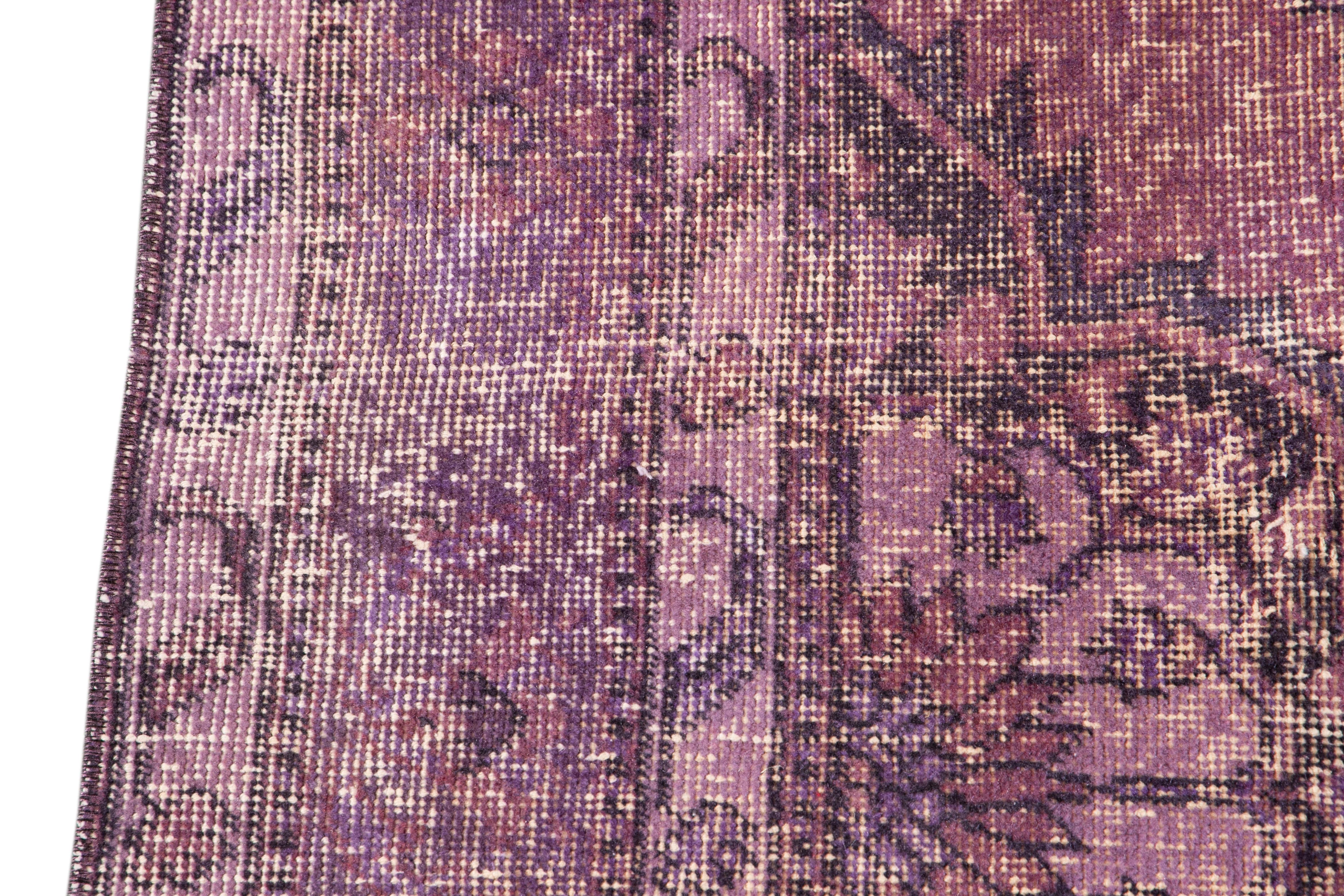 Mid-20th Century Vintage Overdyed Wool Runner Rug 8