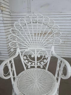 Mid 20th Century Vintage Painted Wicker Chair