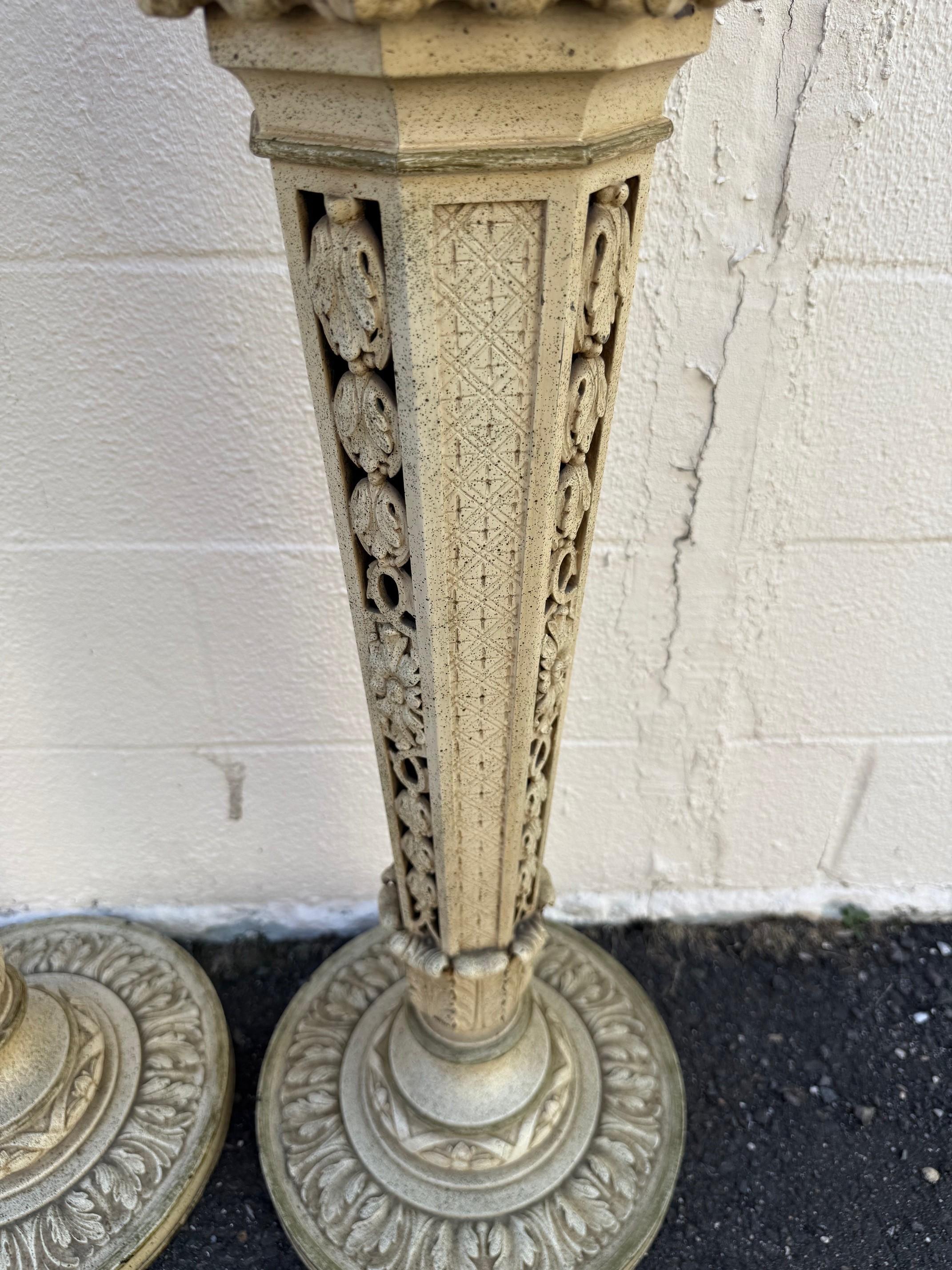 Mid 20th Century Vintage Pair of Painted Wood Pedestals or Plant Stands For Sale 6
