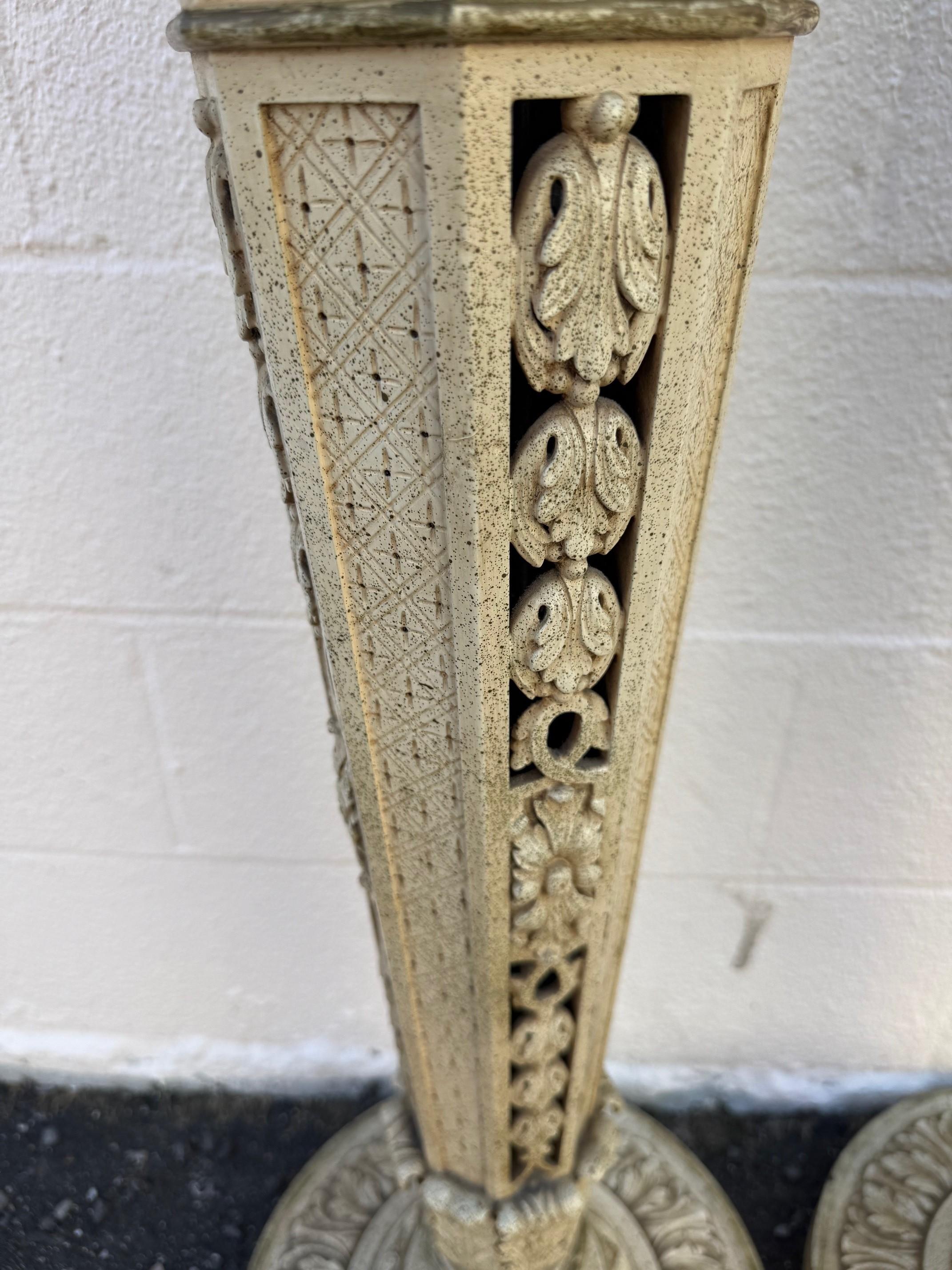 Mid 20th Century Vintage Pair of Painted Wood Pedestals or Plant Stands For Sale 5