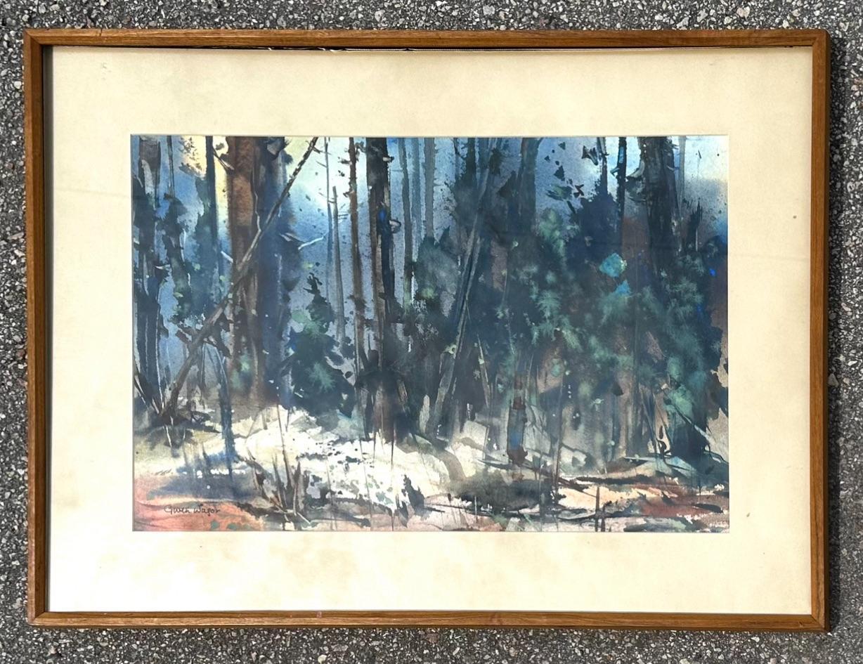 North American Mid 20th Century Vintage Pastoral Water Color, Framed For Sale