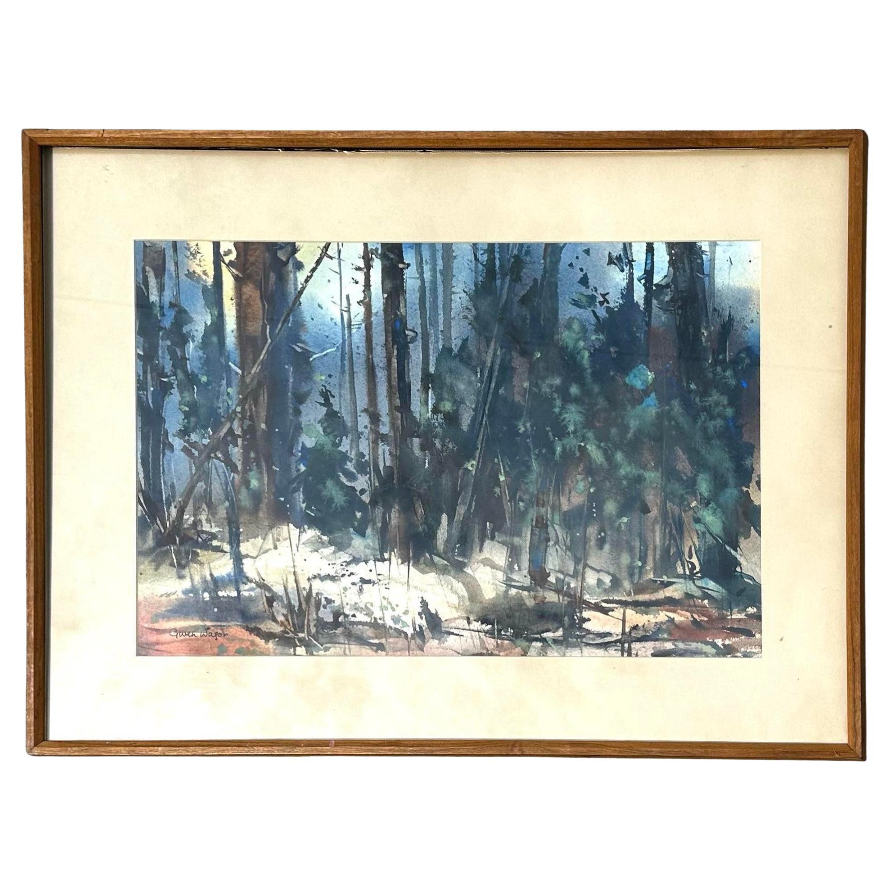 Mid 20th Century Vintage Pastoral Water Color, Framed For Sale