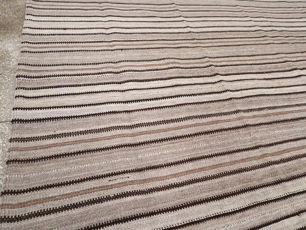 Hand-Woven Mid-20th Century Vintage Persian Flatweave Kilim Room Size Carpet For Sale