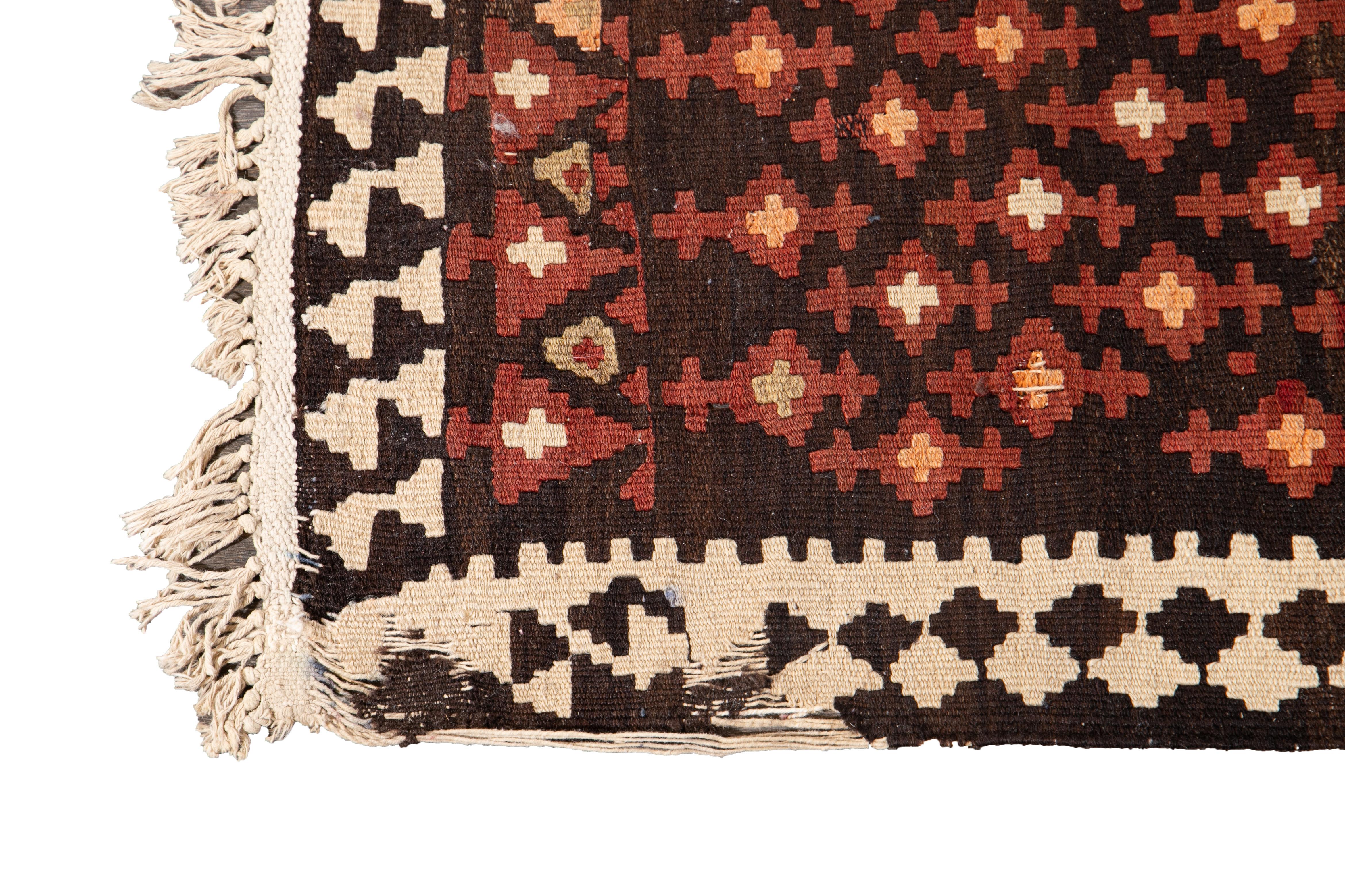 Mid-20th Century Vintage Persian Kilim Wool Rug For Sale 8