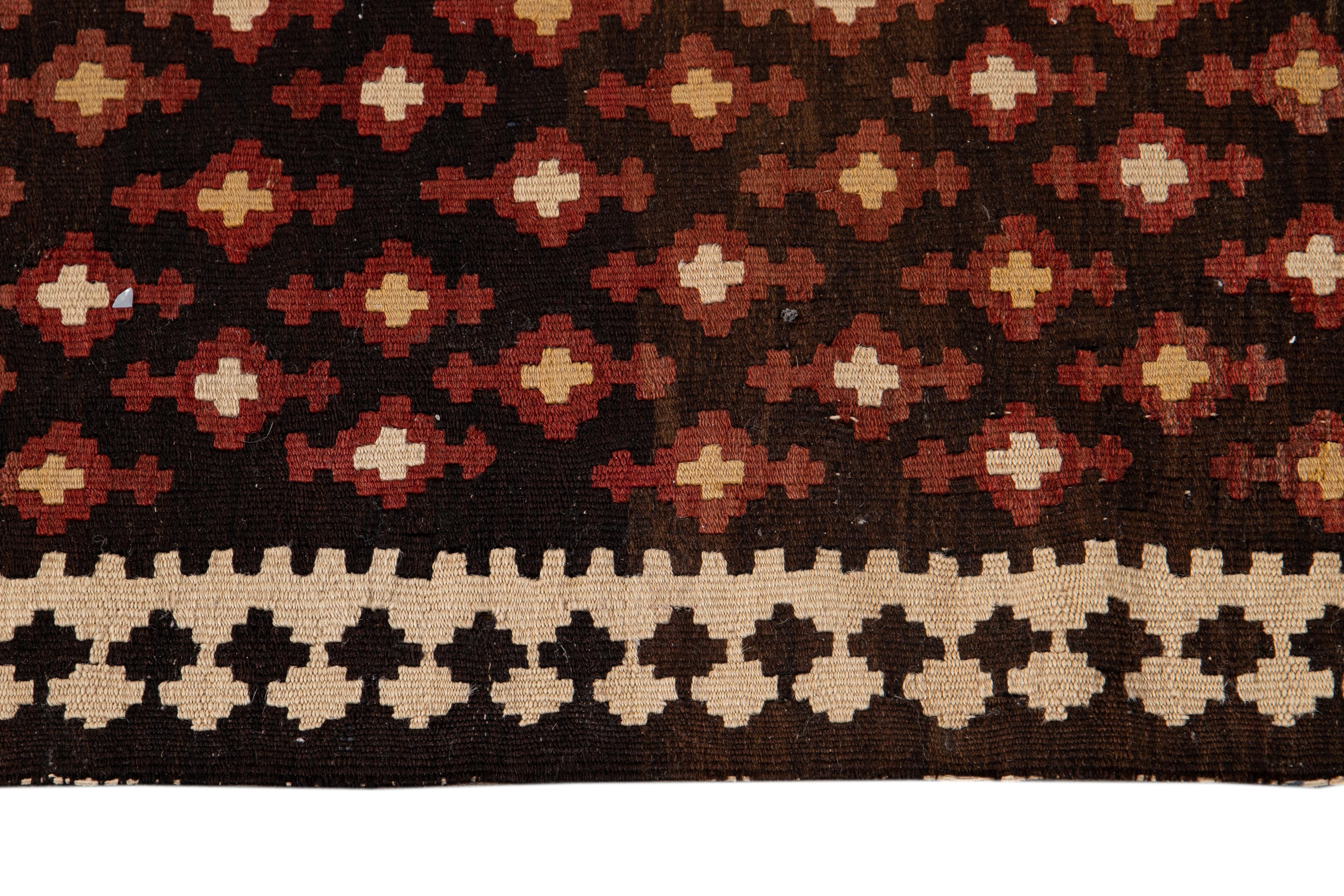 Mid-20th Century Vintage Persian Kilim Wool Rug For Sale 9