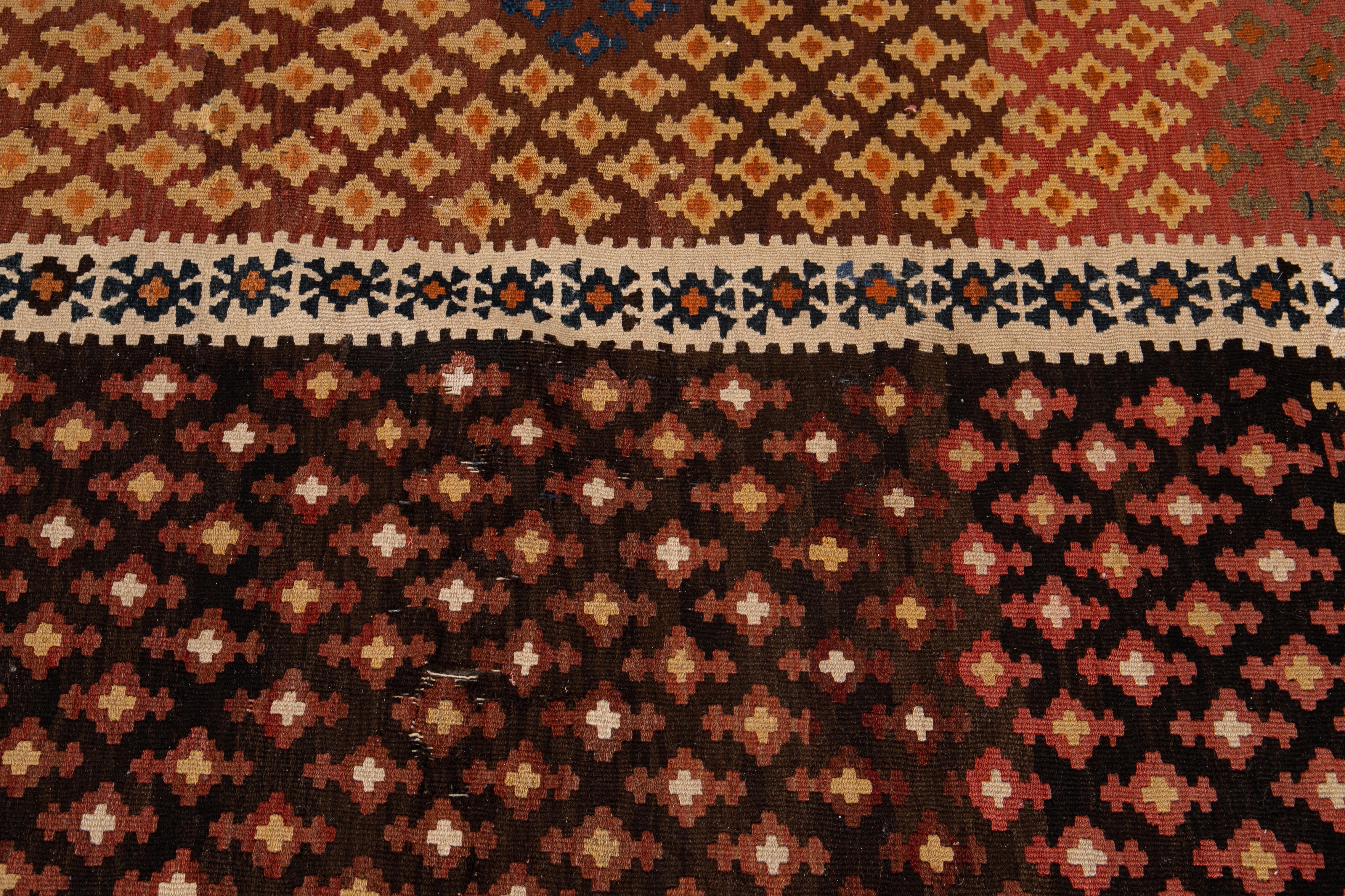 Mid-20th Century Vintage Persian Kilim Wool Rug For Sale 10