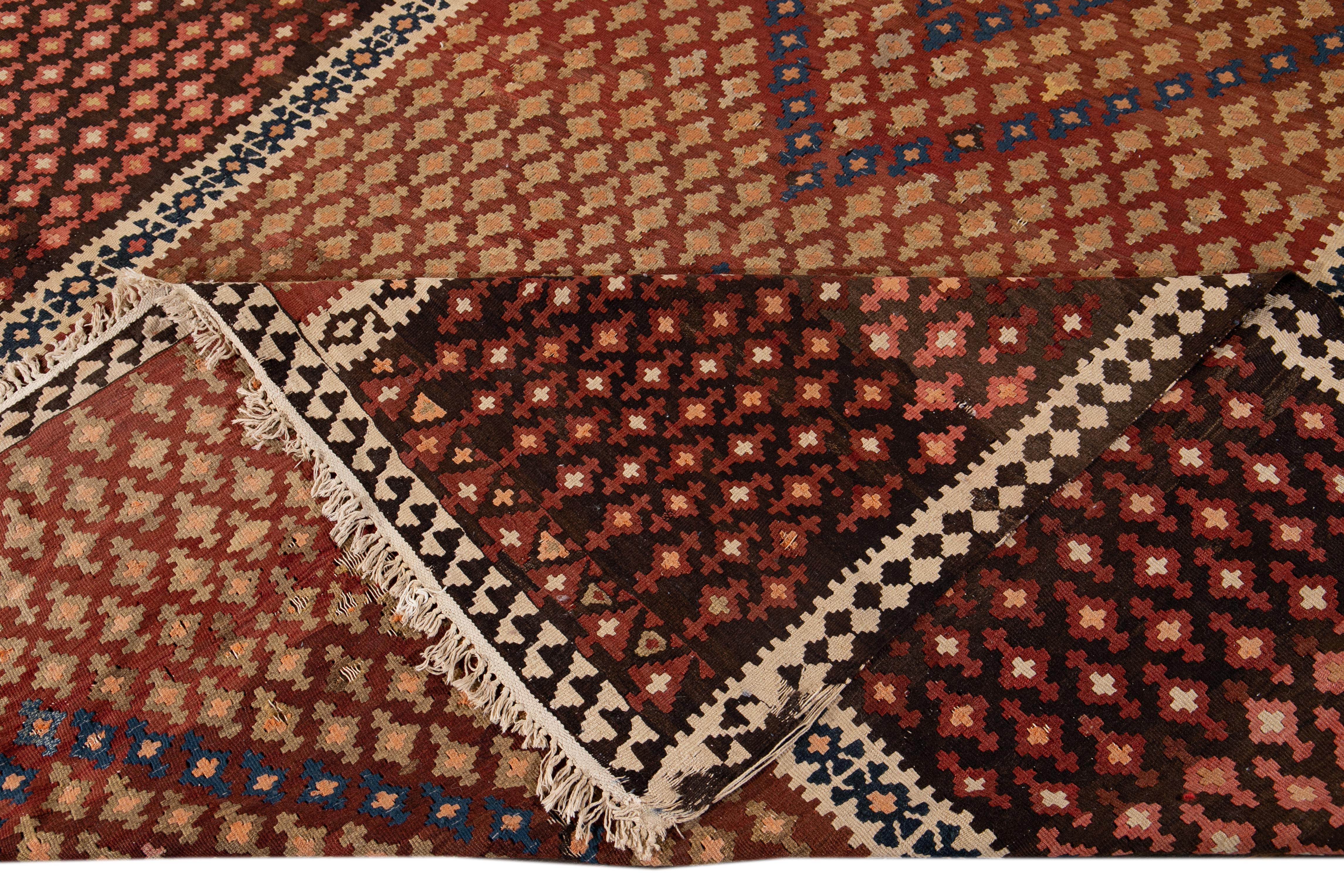 Hand-Knotted Mid-20th Century Vintage Persian Kilim Wool Rug For Sale