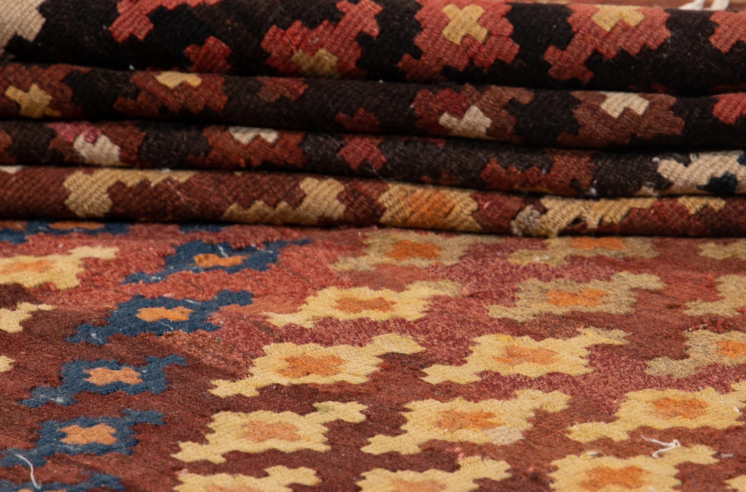 Mid-20th Century Vintage Persian Kilim Wool Rug For Sale 1