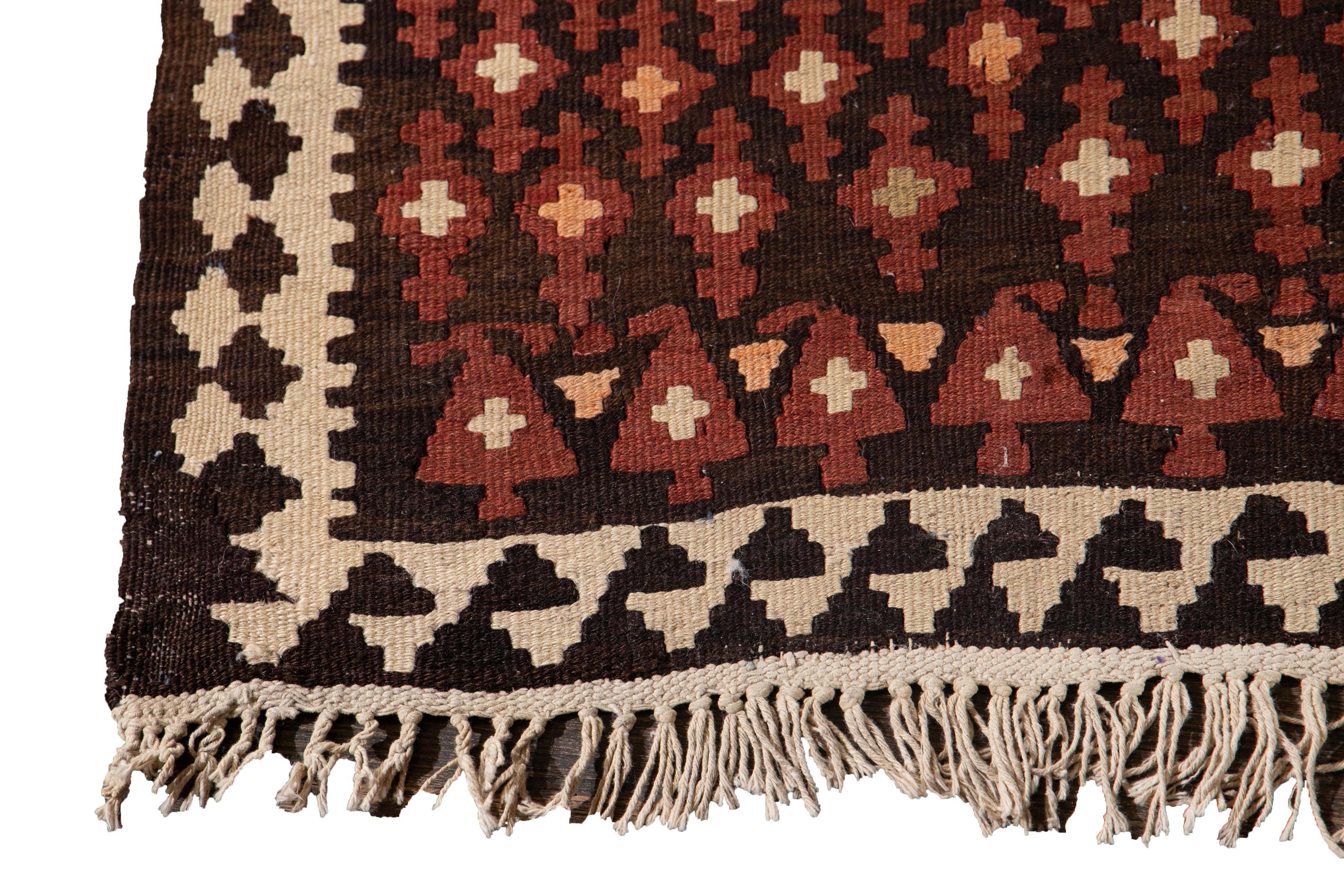 Mid-20th Century Vintage Persian Kilim Wool Rug For Sale 2