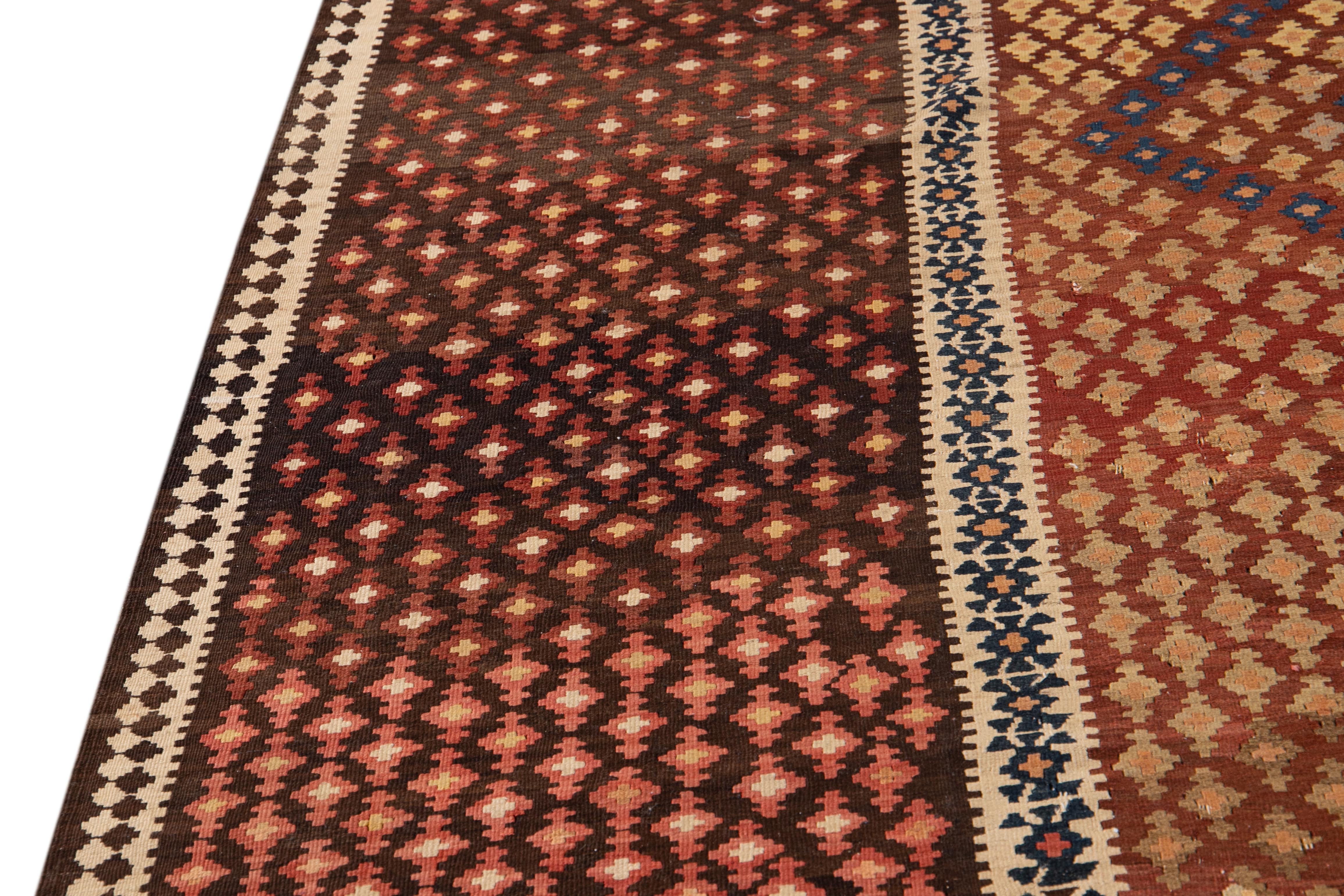 Mid-20th Century Vintage Persian Kilim Wool Rug For Sale 3