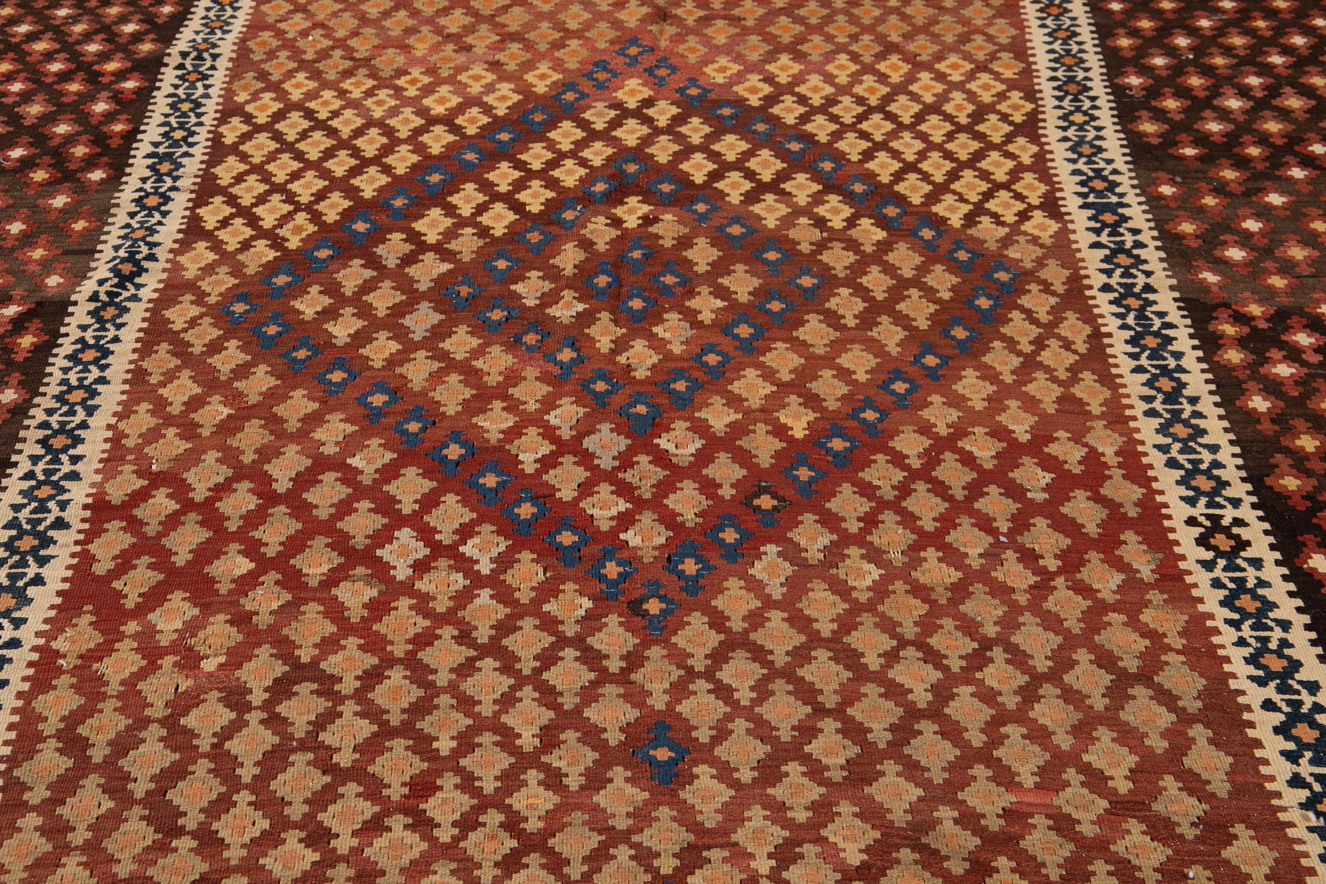Mid-20th Century Vintage Persian Kilim Wool Rug For Sale 5