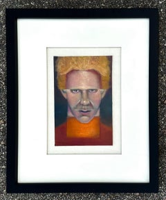 Mid 20th Century Vintage Postmodern Oil Painting of Man's Face