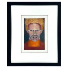 Mid 20th Century Vintage Postmodern Oil Painting of Man's Face
