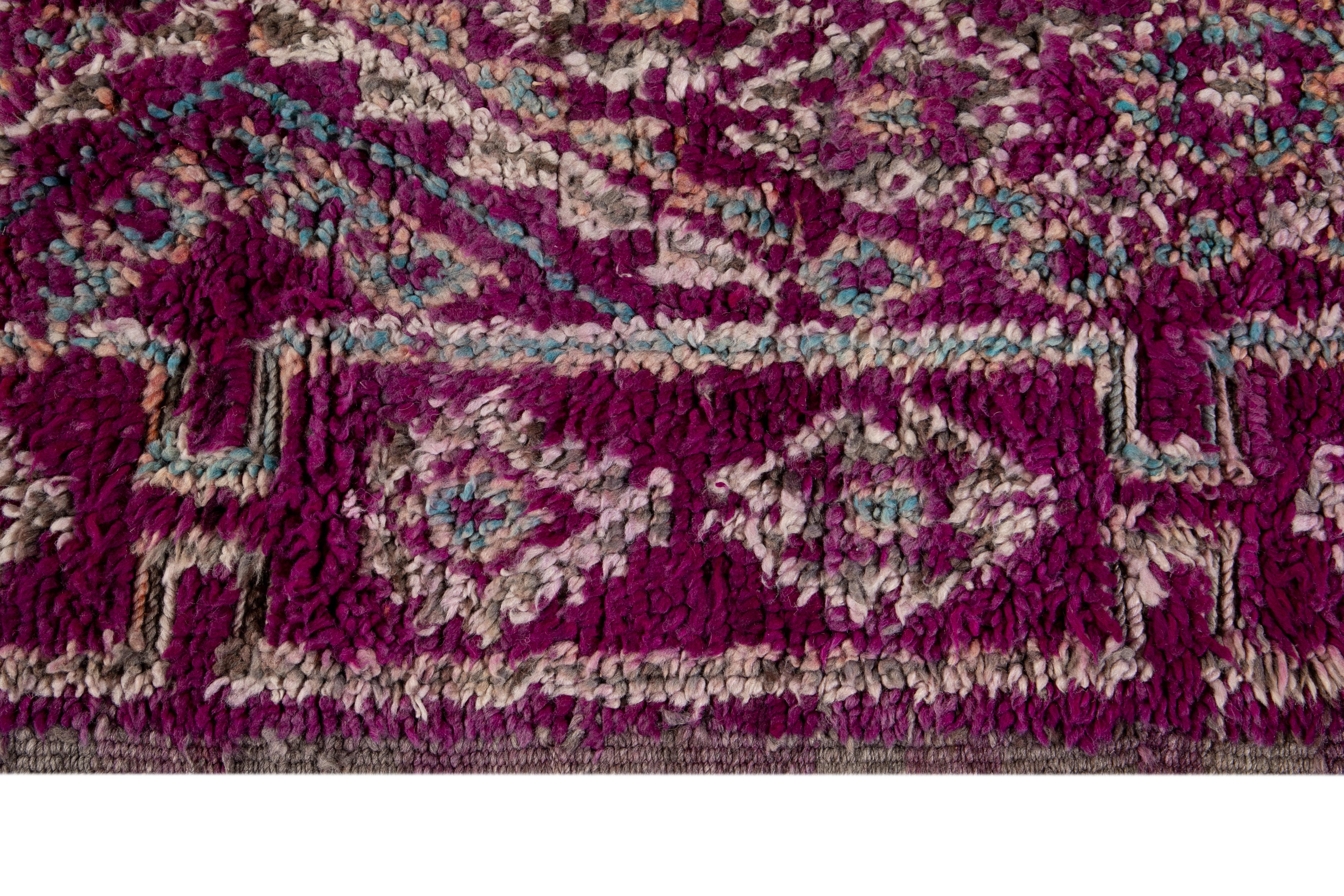 Mid-20th Century Vintage Purple Tribal Moroccan Wool Rug In Good Condition For Sale In Norwalk, CT