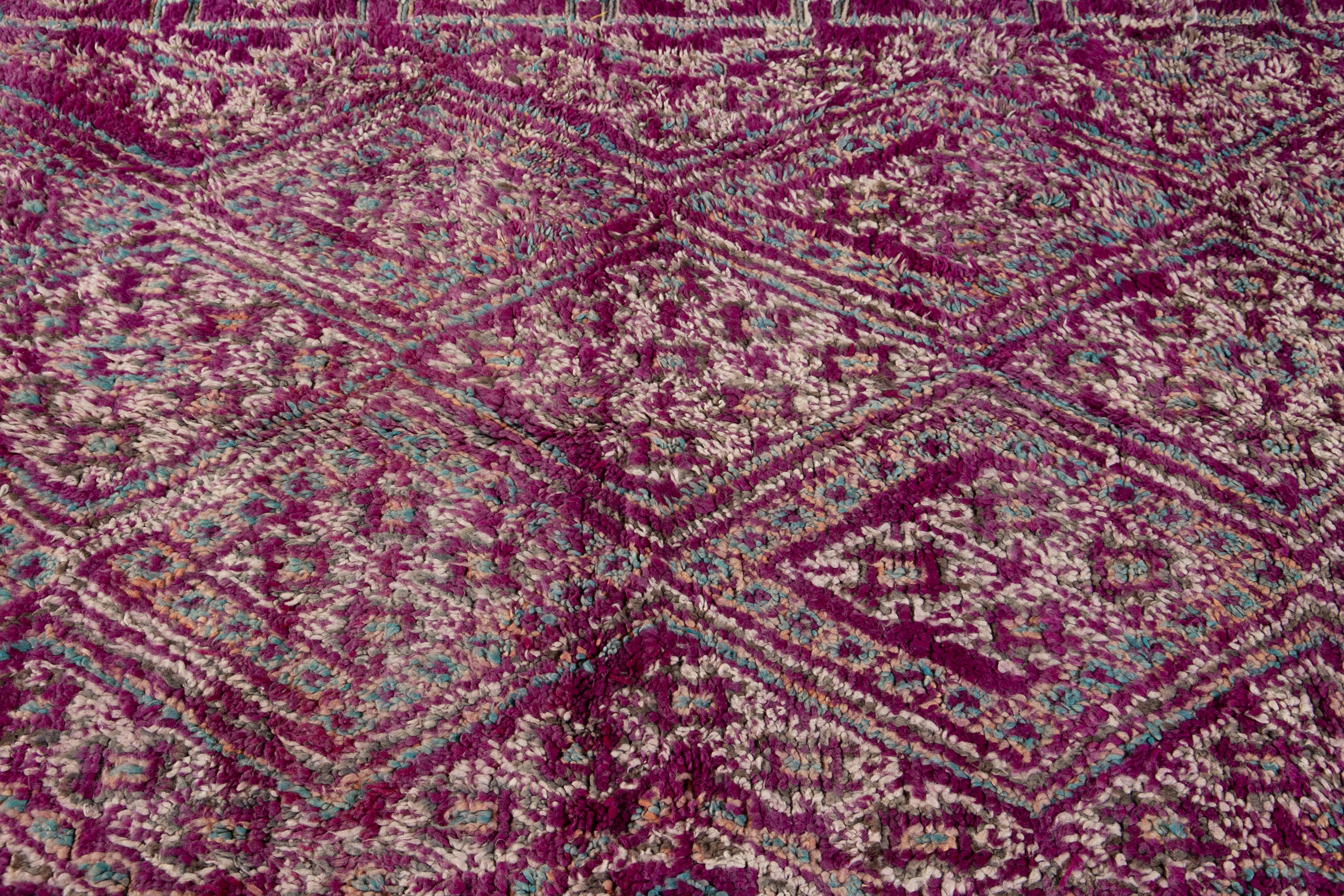 Mid-20th Century Vintage Purple Tribal Moroccan Wool Rug For Sale 1