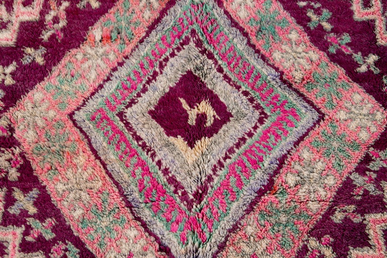 Mid-20th Century Vintage Purple Tribal Morrocan Wool Rug For Sale at ...