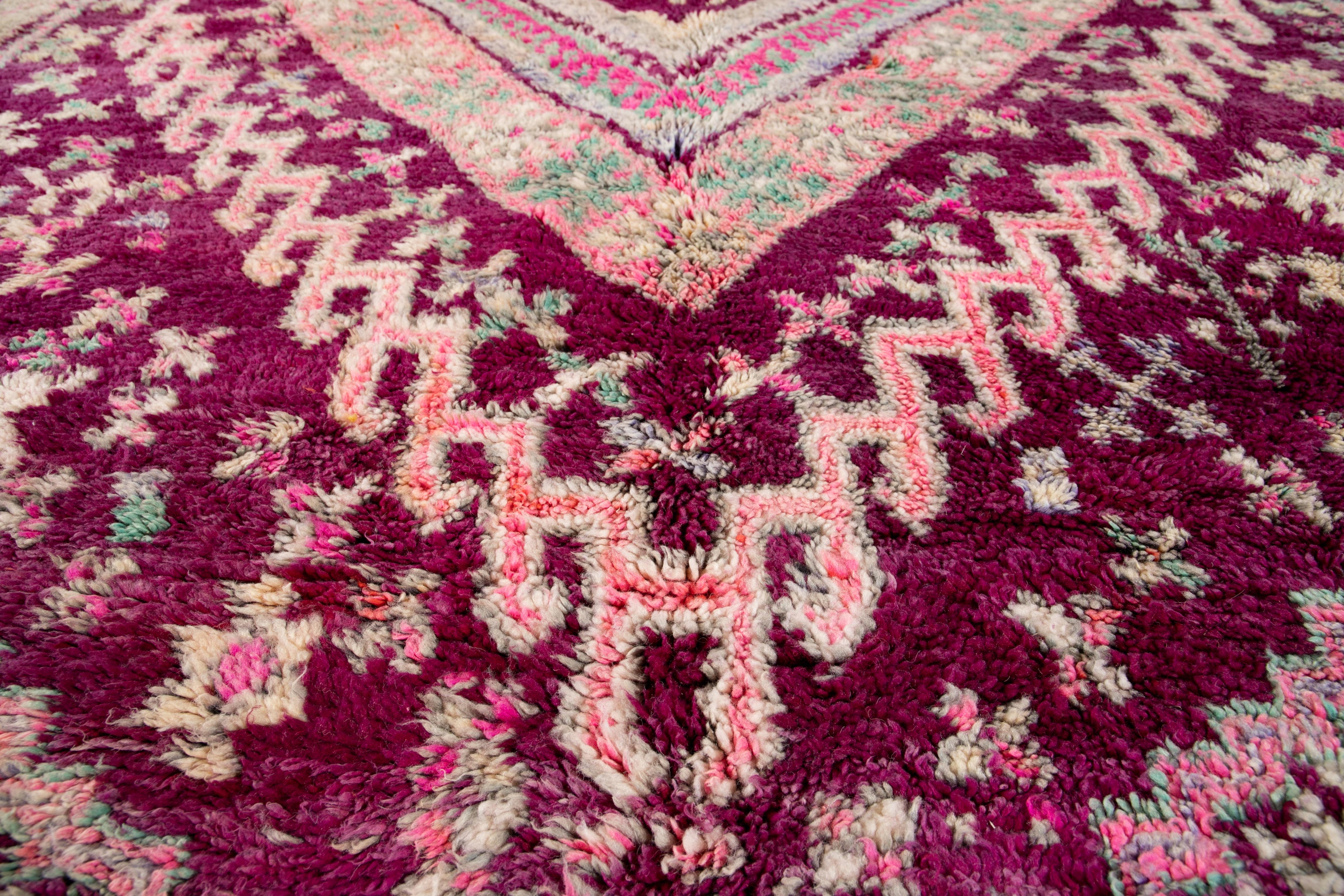 Mid-20th Century Vintage Purple Tribal Morrocan Wool Rug For Sale 7