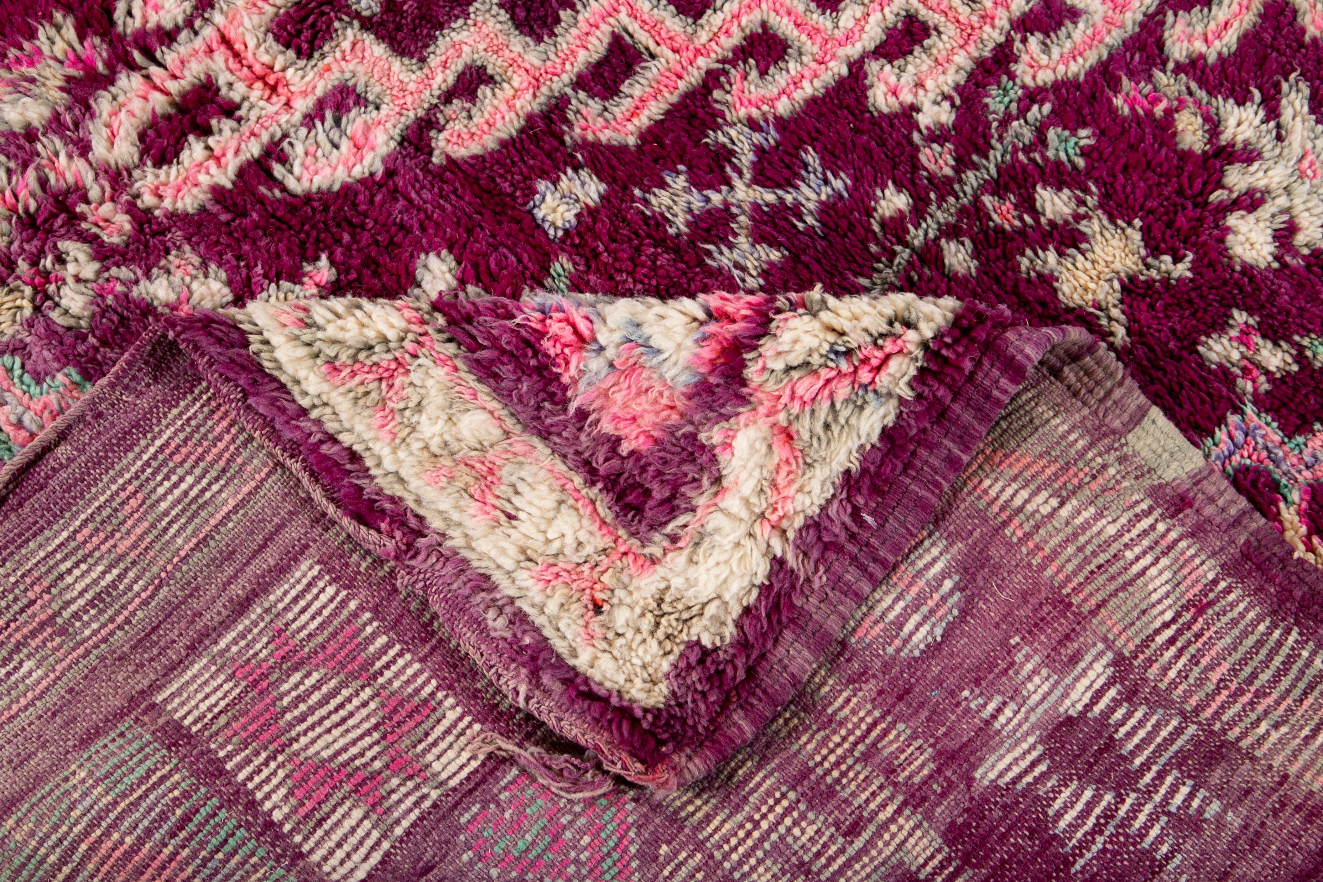 Moroccan Mid-20th Century Vintage Purple Tribal Morrocan Wool Rug For Sale