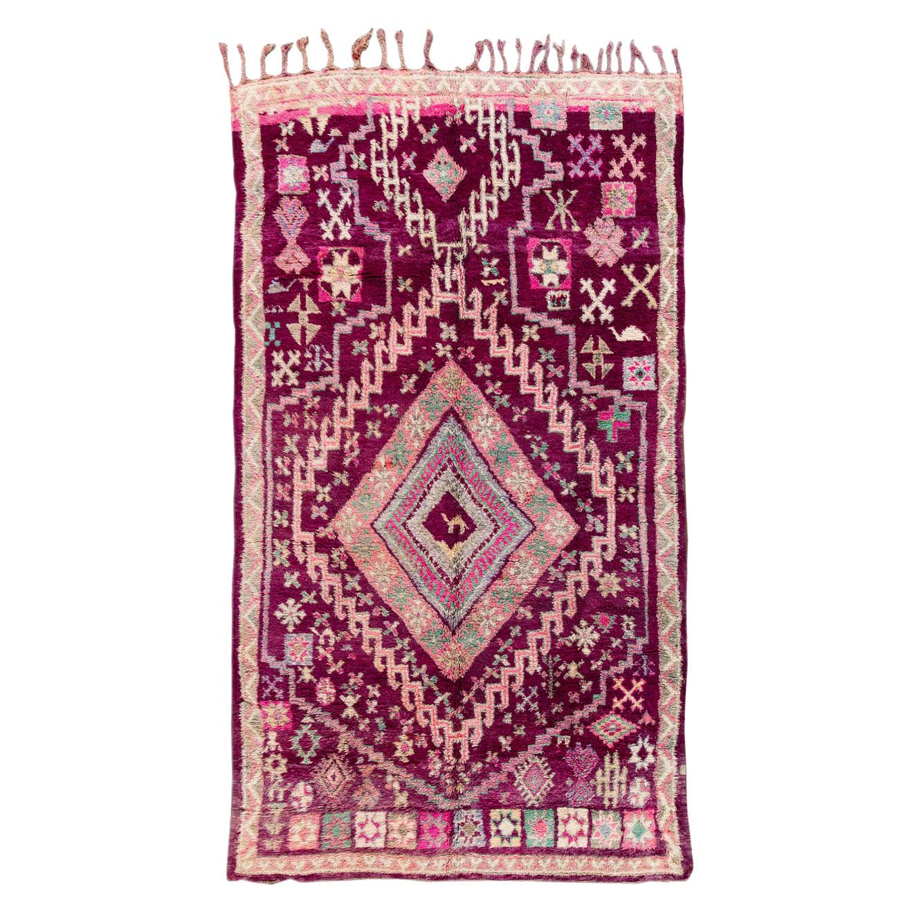 Mid-20th Century Vintage Purple Tribal Morrocan Wool Rug For Sale at ...