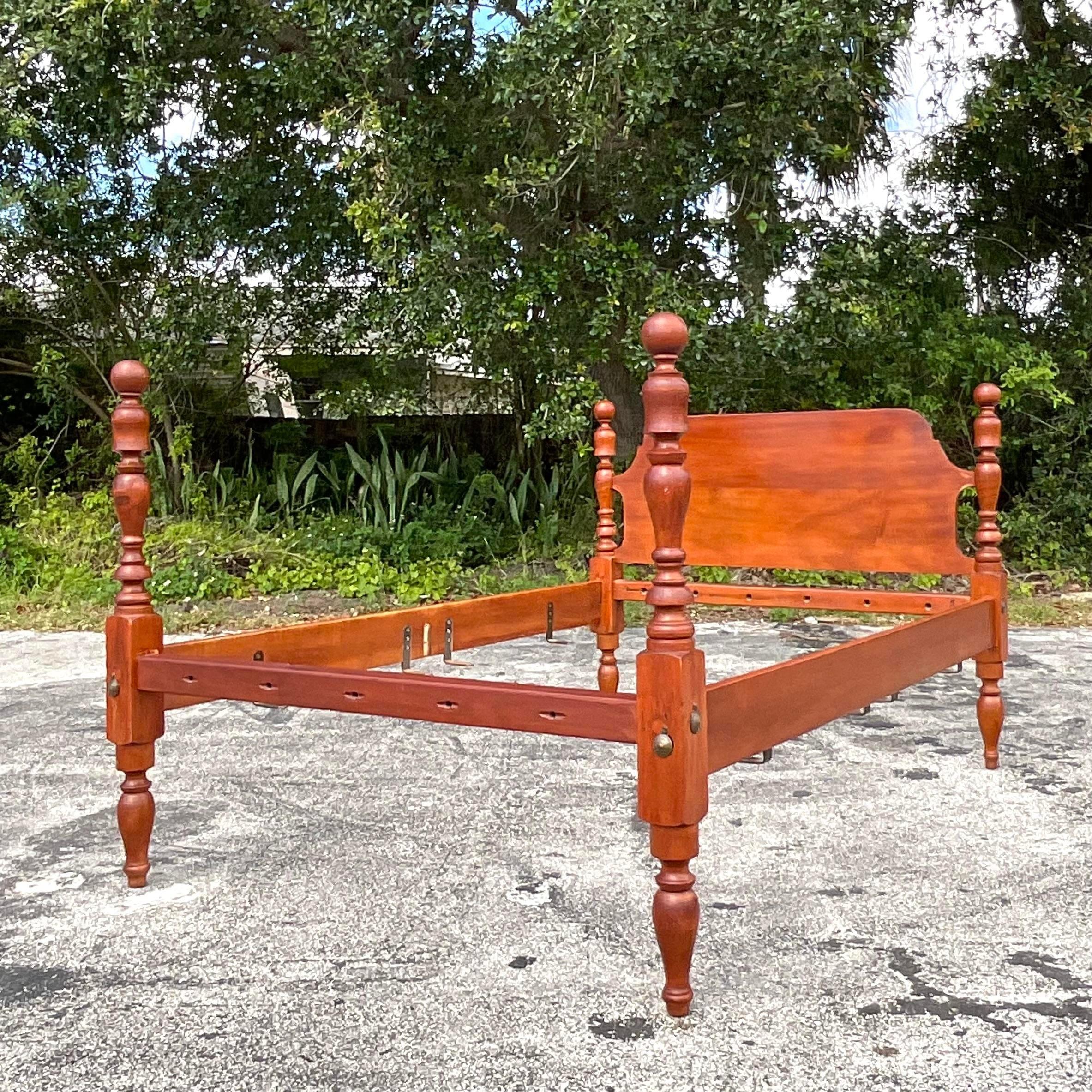 Mid 20th Century Vintage Regency Cannonball Full Bed Frame In Good Condition For Sale In west palm beach, FL
