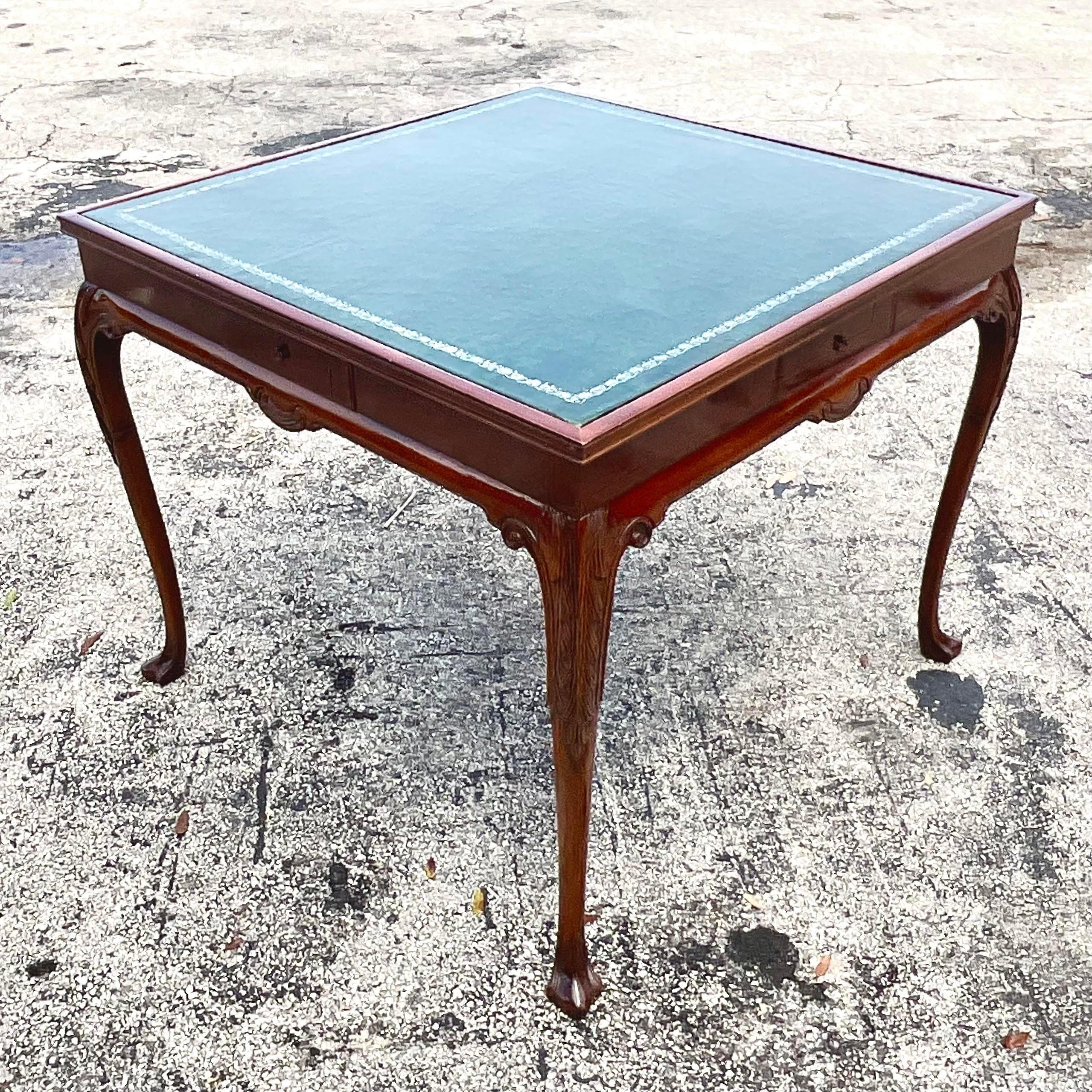 Mid 20th Century Vintage Regency Carved Mahogany Game Table For Sale 5
