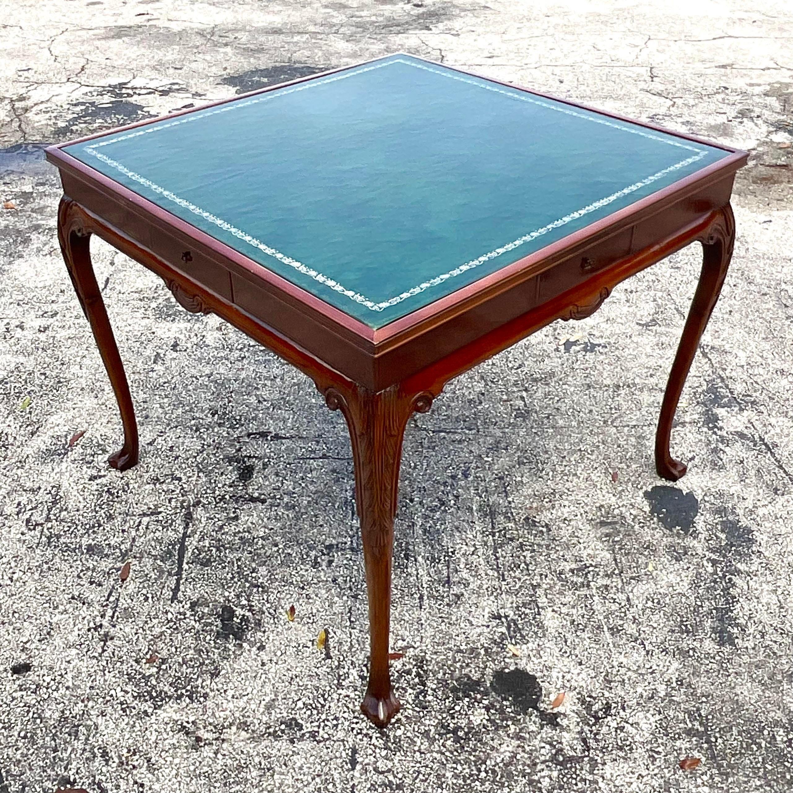 Mitte des 20. Jahrhunderts Vintage Regency geschnitzt Mahagoni Spieltisch im Angebot 6