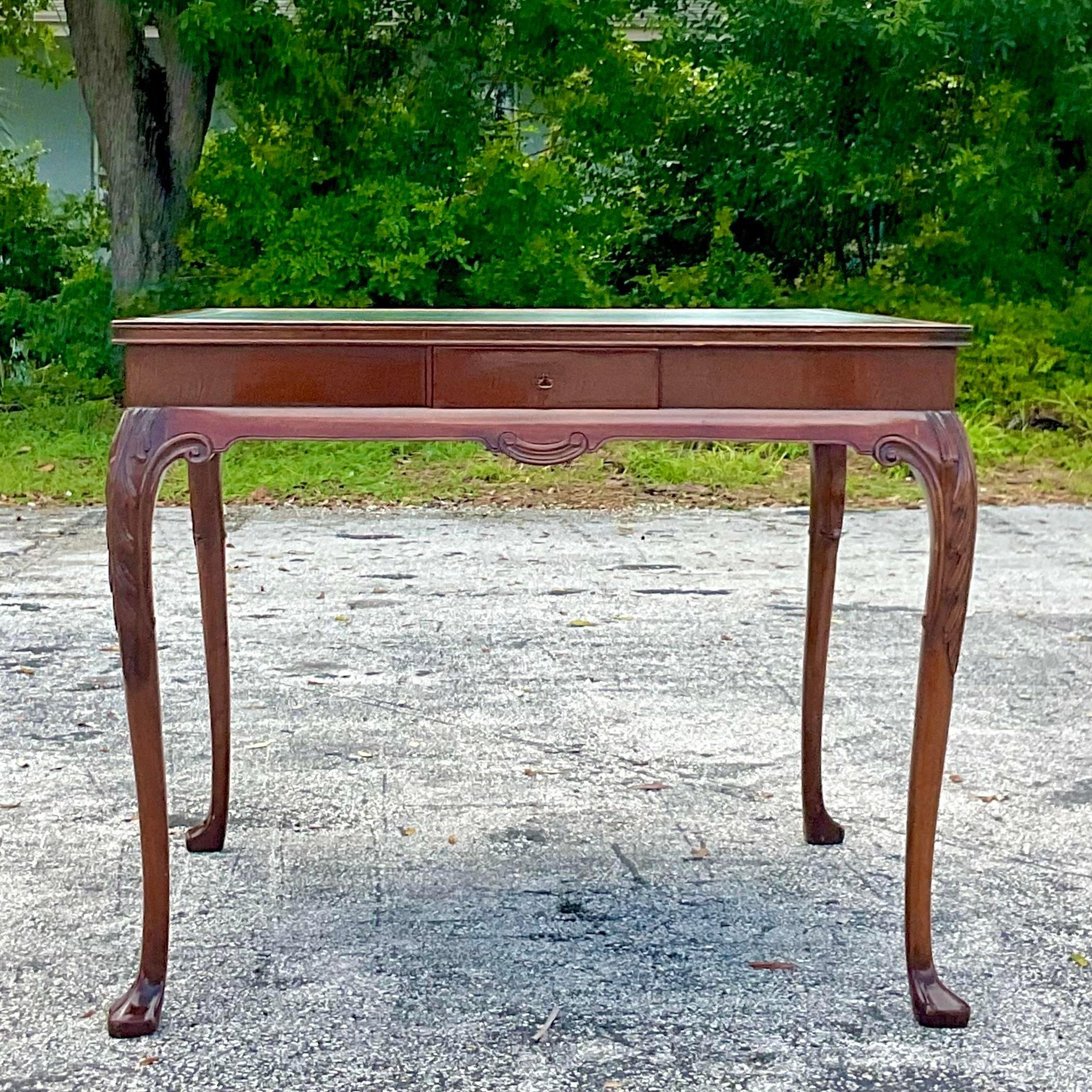 Mid 20th Century Vintage Regency Carved Mahogany Game Table In Good Condition For Sale In west palm beach, FL