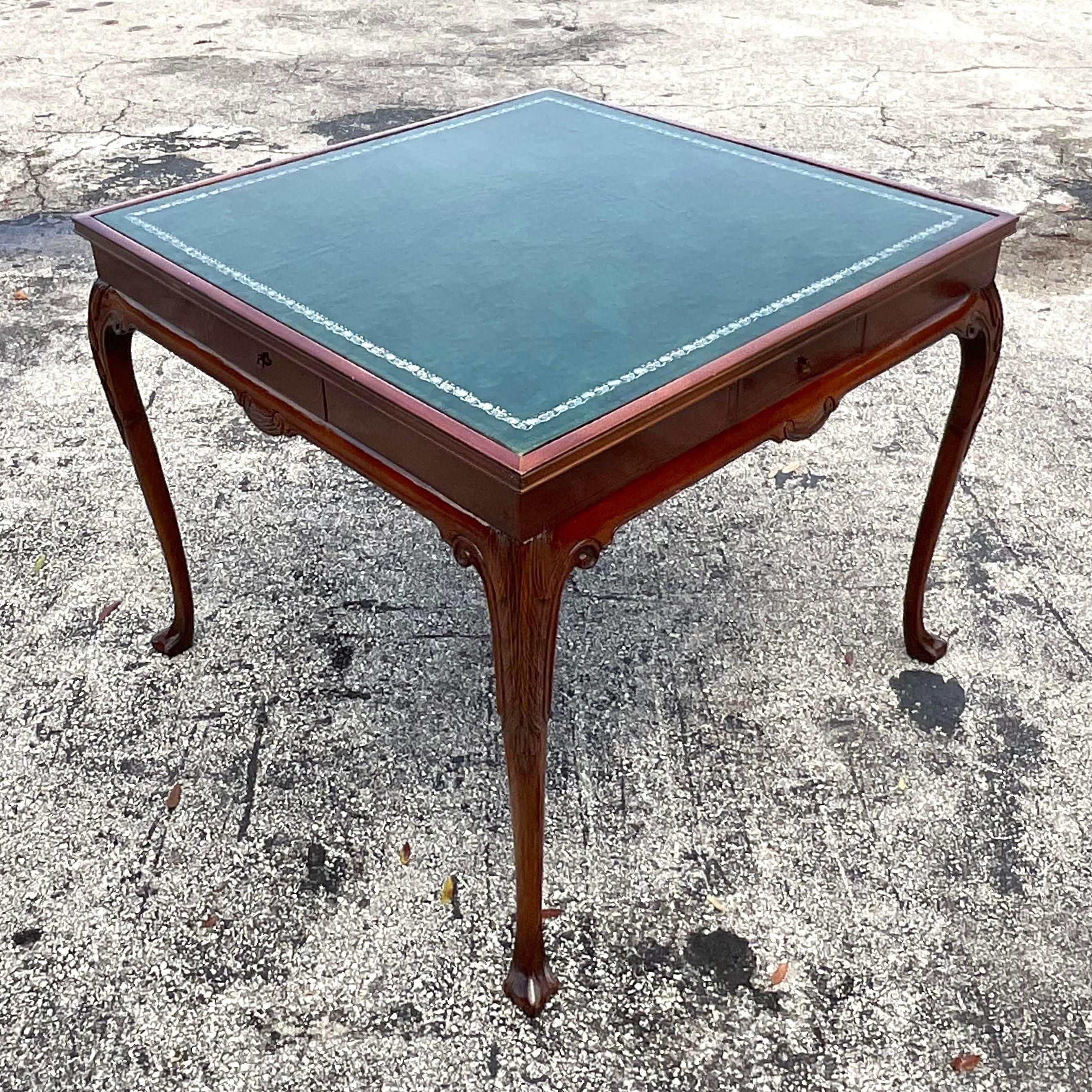 Mid 20th Century Vintage Regency Carved Mahogany Game Table For Sale 1