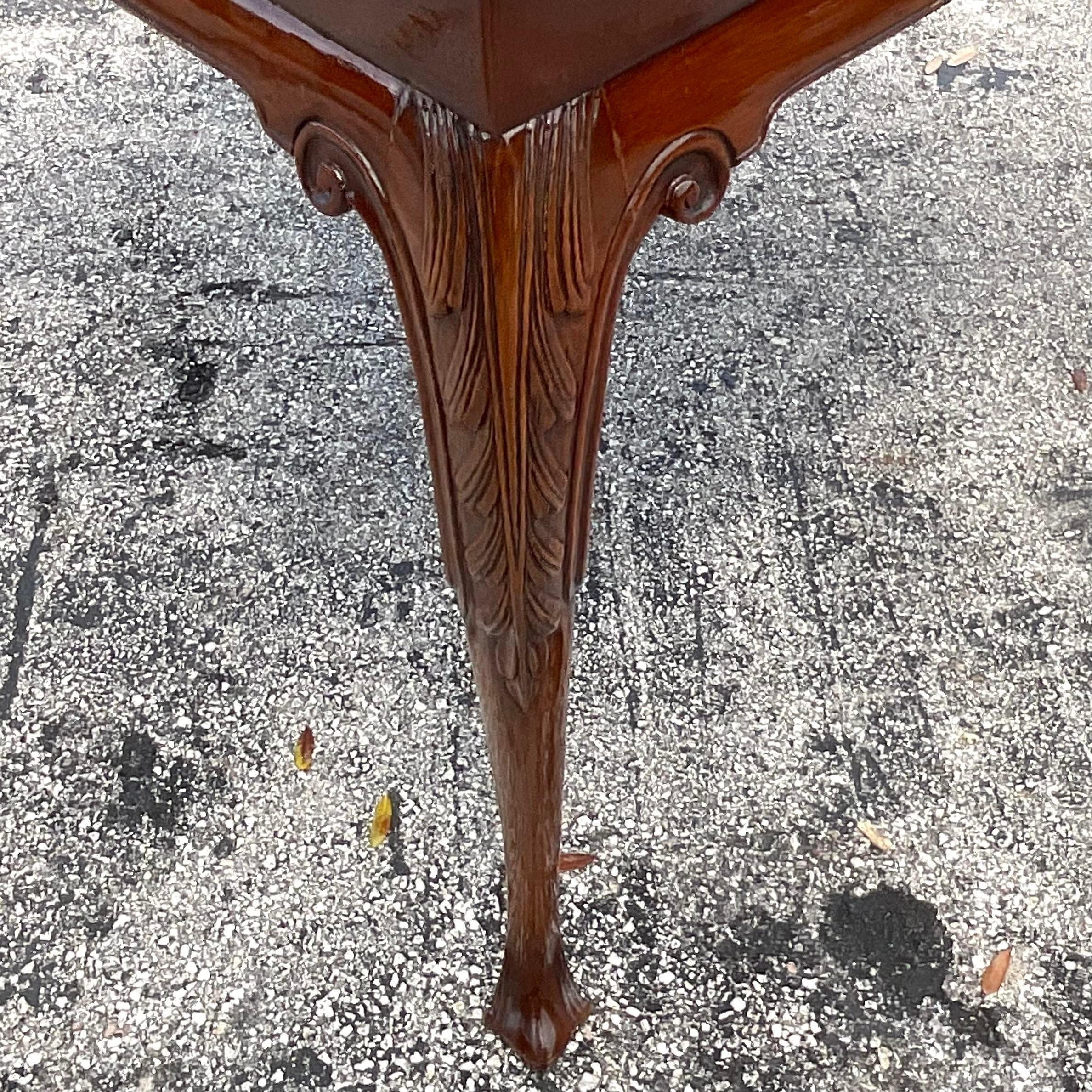 Mid 20th Century Vintage Regency Carved Mahogany Game Table For Sale 3