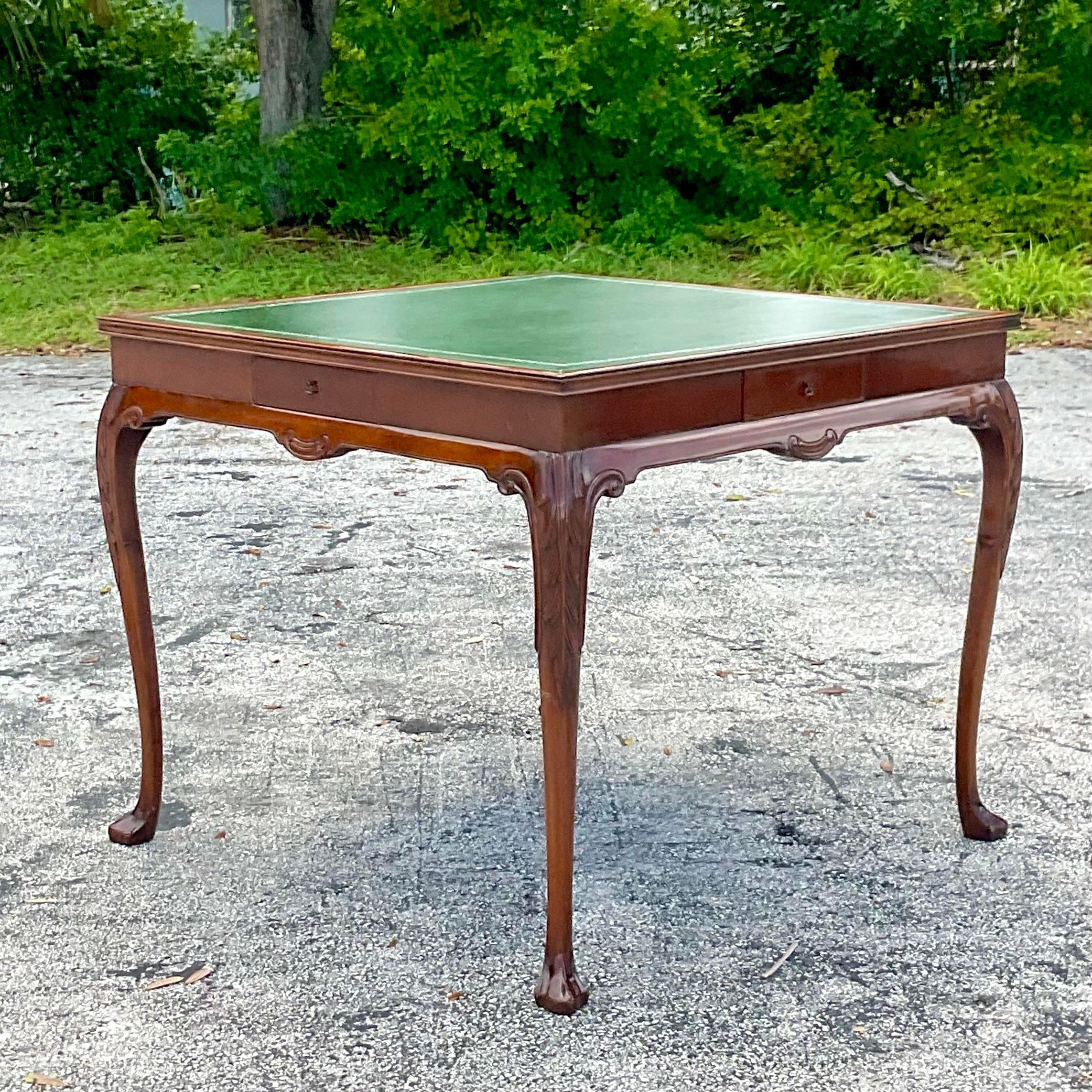 Mid 20th Century Vintage Regency Carved Mahogany Game Table For Sale 4