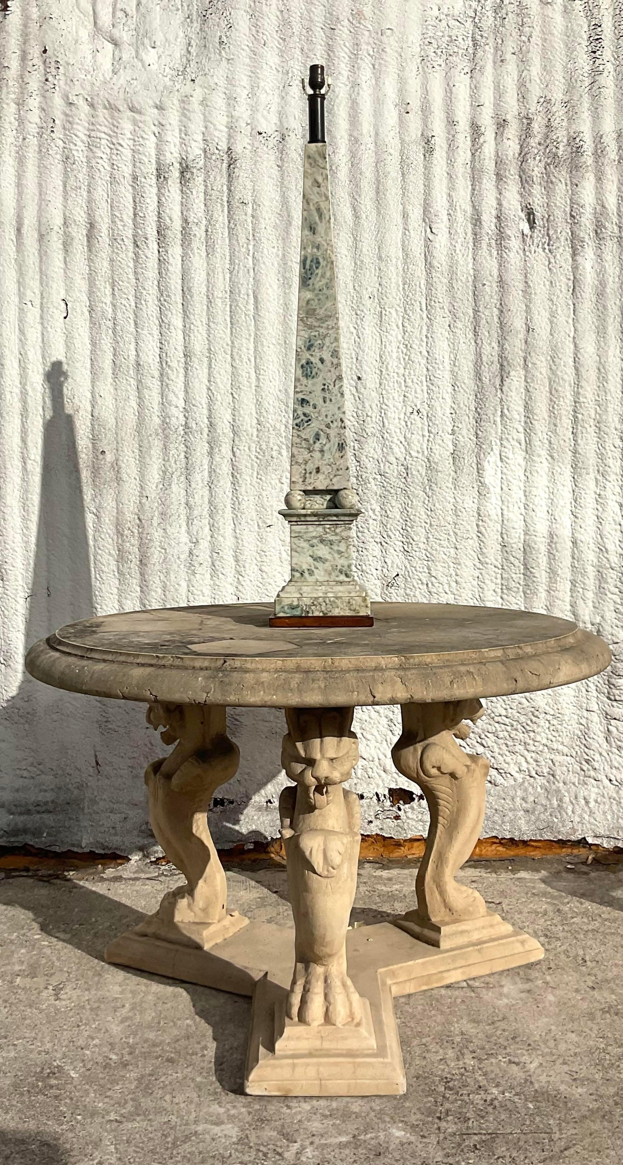 Mid 20th Century Vintage Regency Cast Concrete Phoenix Center Hall Table In Good Condition For Sale In west palm beach, FL
