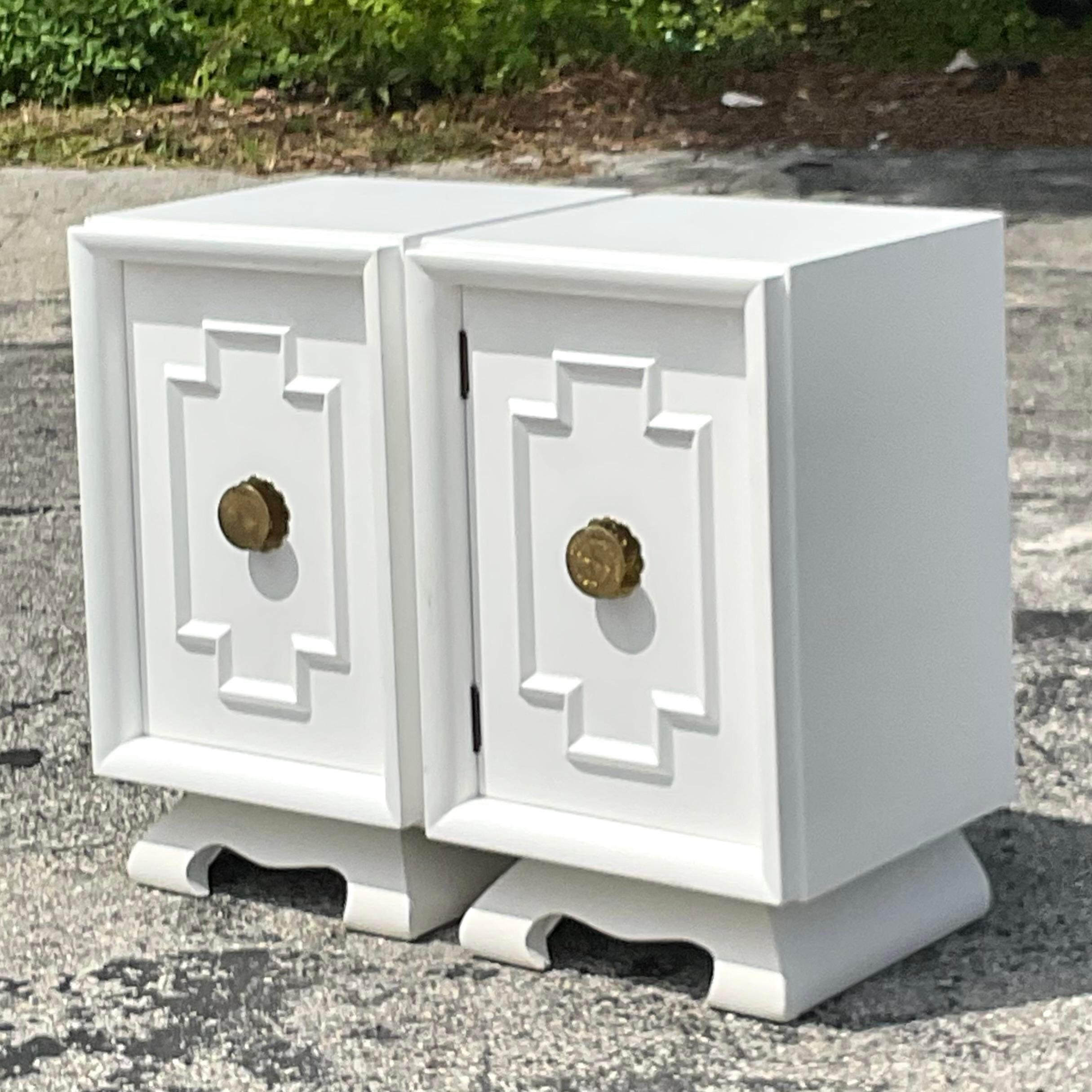 Mid 20th Century Vintage Regency Exclusively Yours Nightstands - a Pair In Good Condition In west palm beach, FL