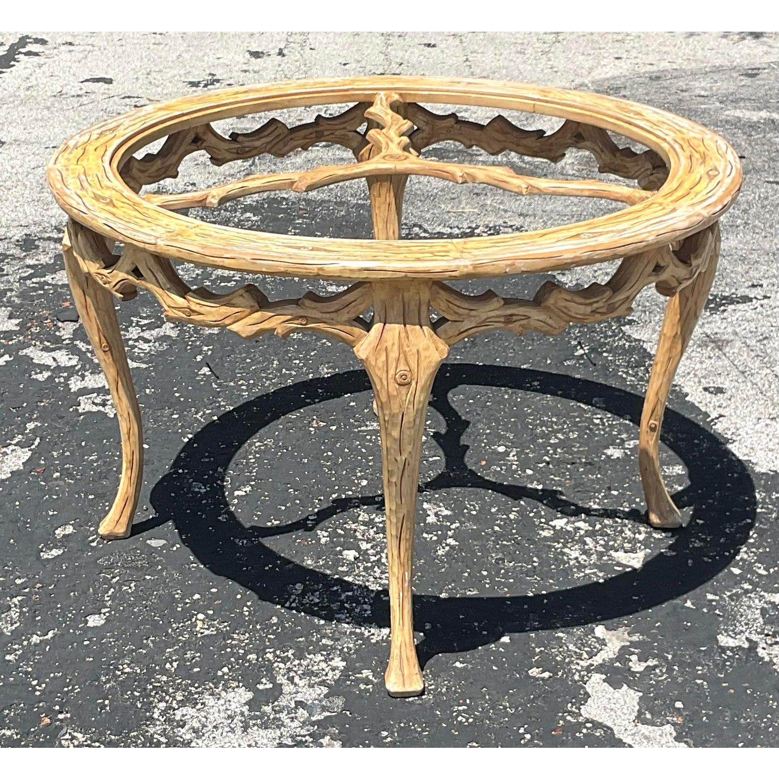 North American Mid 20th Century Vintage Regency Faux Bois Dining Table For Sale