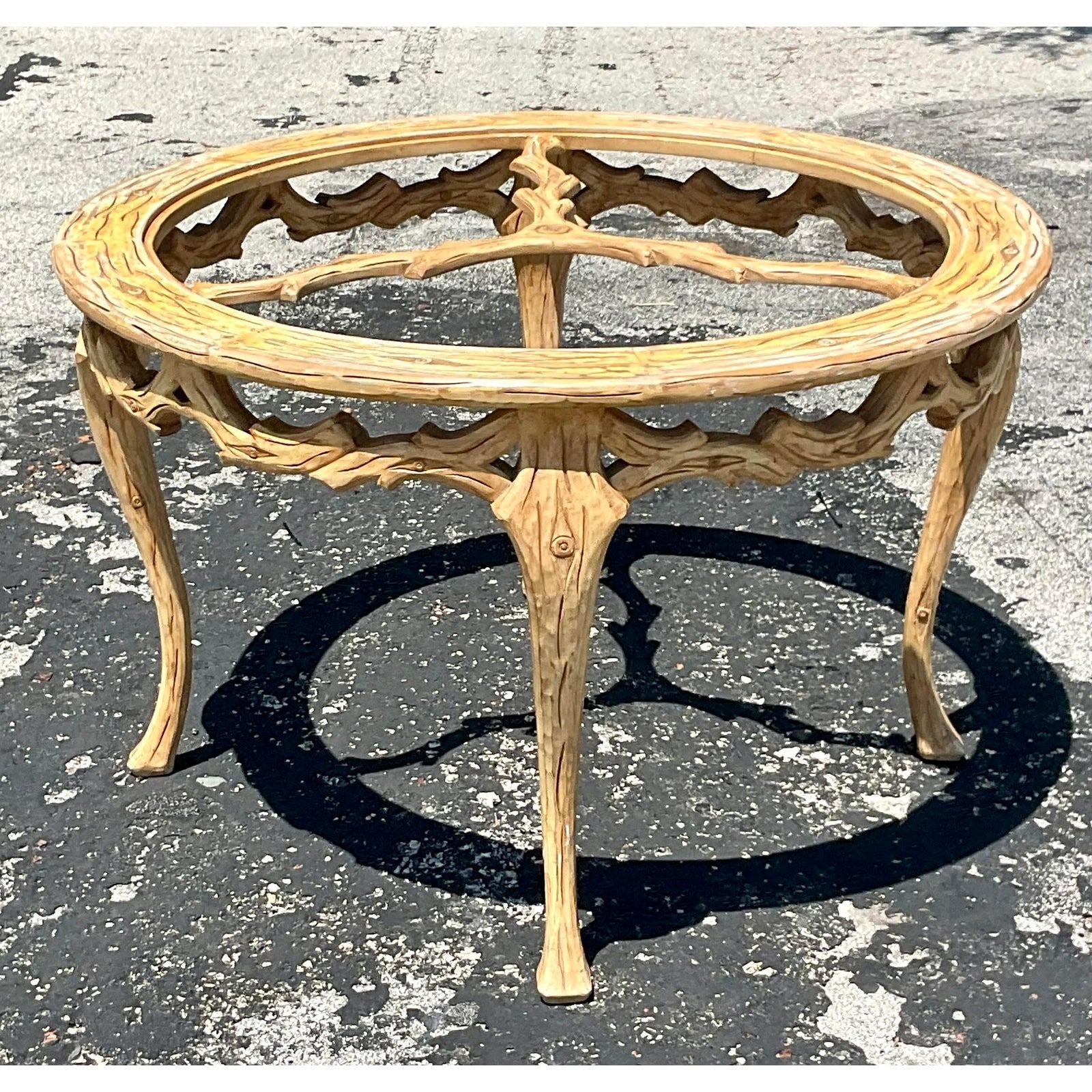 Mid 20th Century Vintage Regency Faux Bois Dining Table In Good Condition For Sale In west palm beach, FL