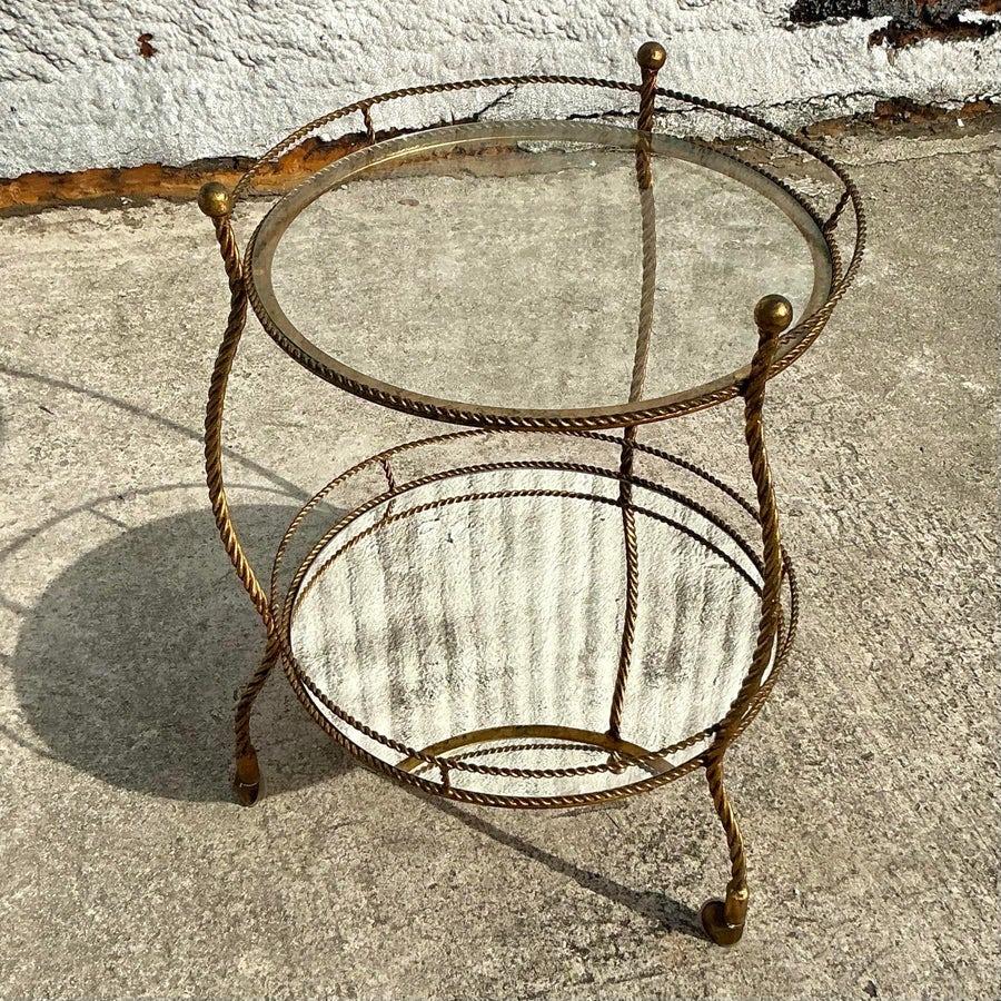 Regency Chariot de bar torsadé doré de style Régence du milieu du 20e siècle en vente