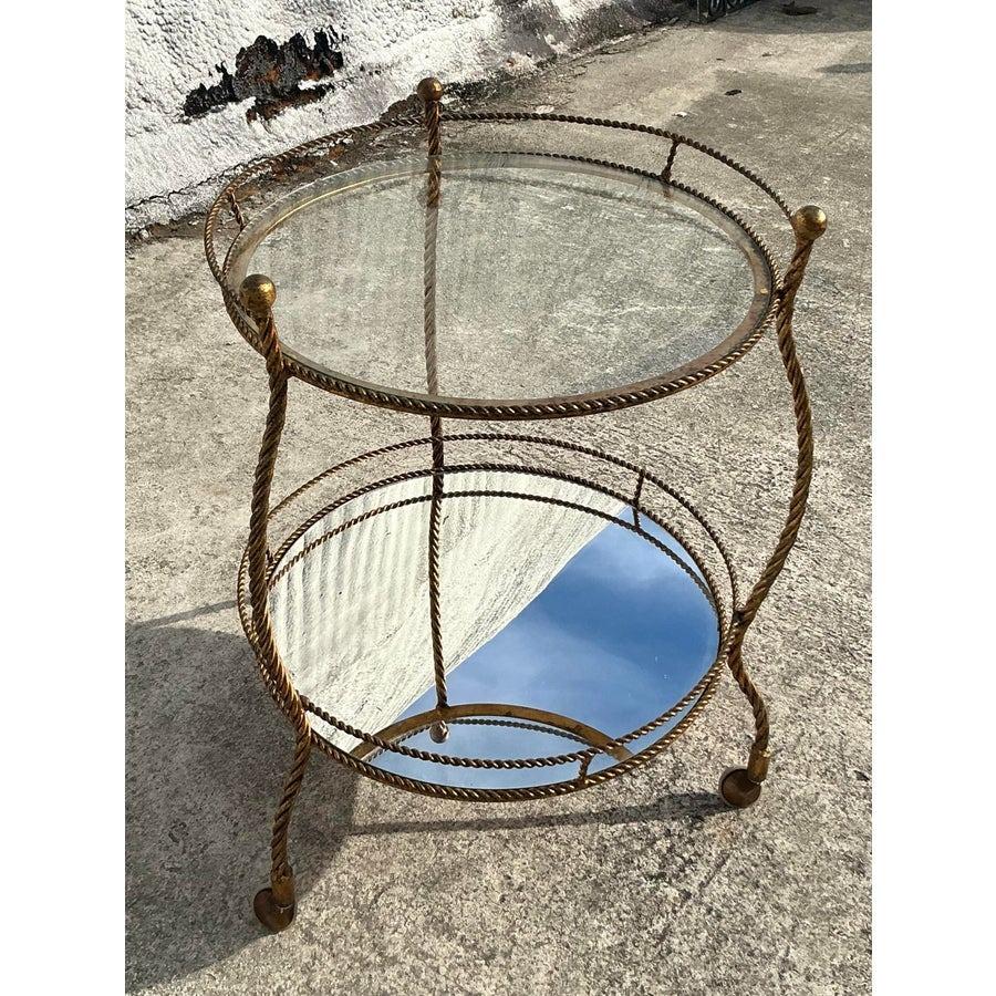 20ième siècle Chariot de bar torsadé doré de style Régence du milieu du 20e siècle en vente