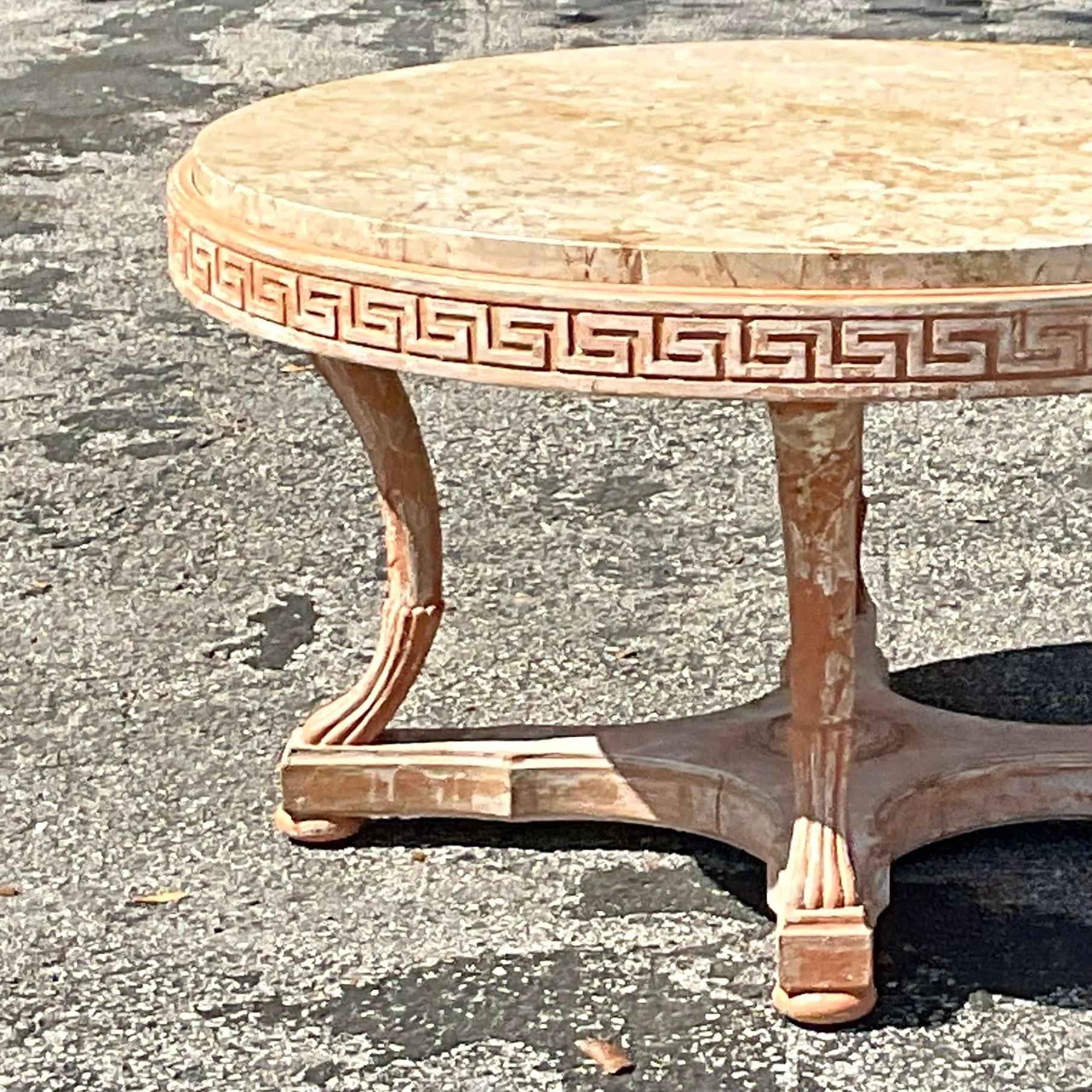 Mid 20th Century Vintage Regency Greek Key Coffee Table In Good Condition For Sale In west palm beach, FL