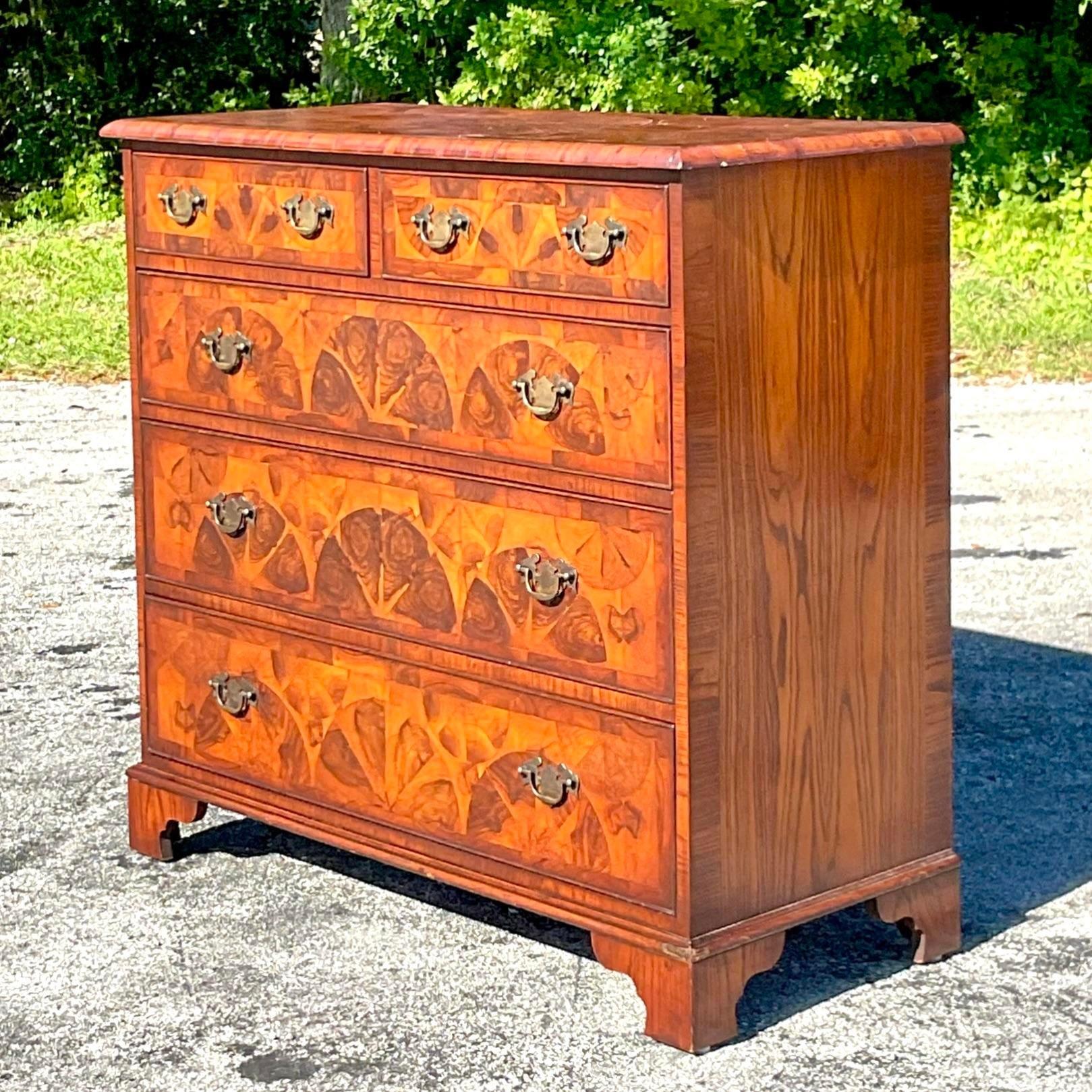 Mid 20th Century Vintage Regency Inlay and Marquetry Chest of Drawers For Sale 5