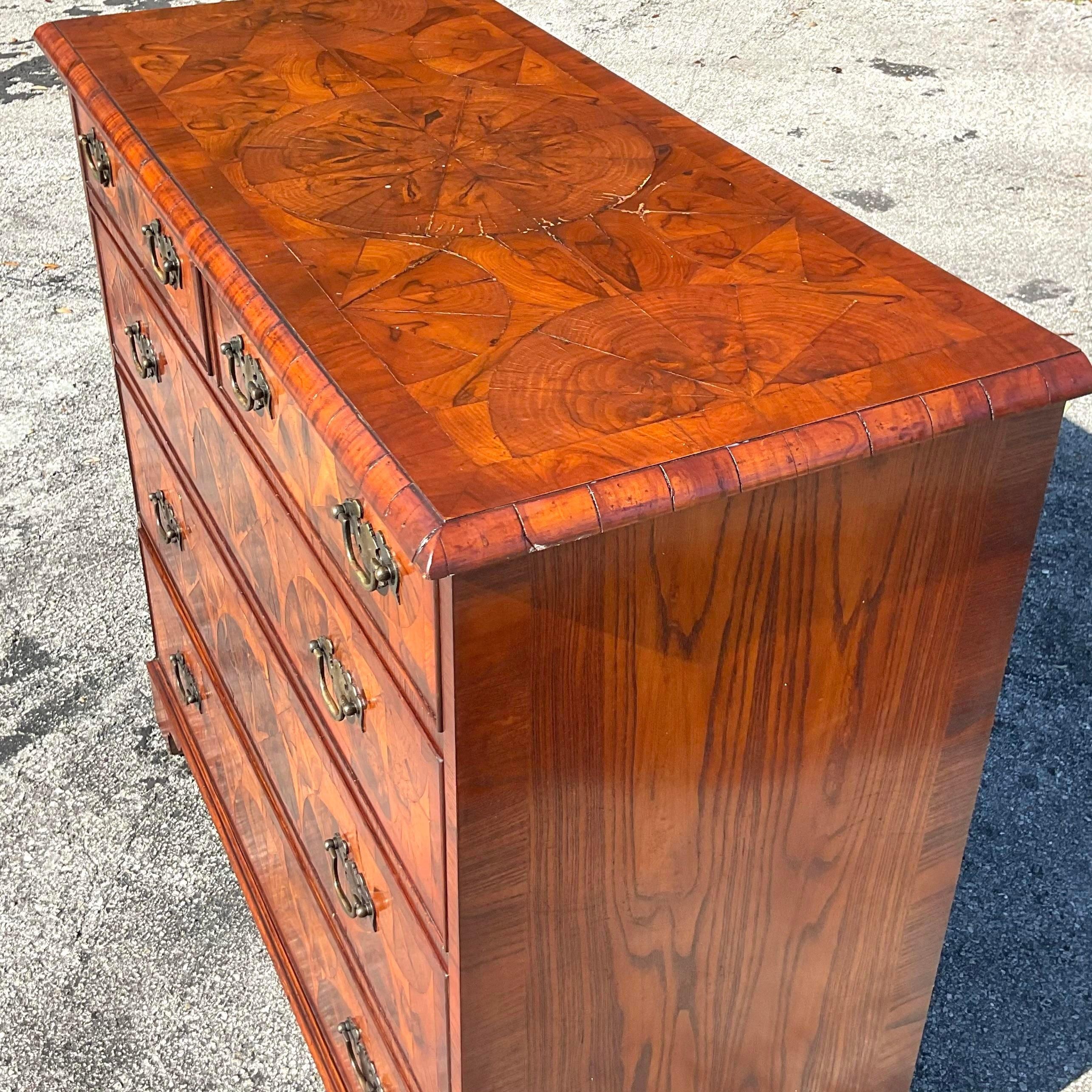 Mid 20th Century Vintage Regency Inlay and Marquetry Chest of Drawers For Sale 1