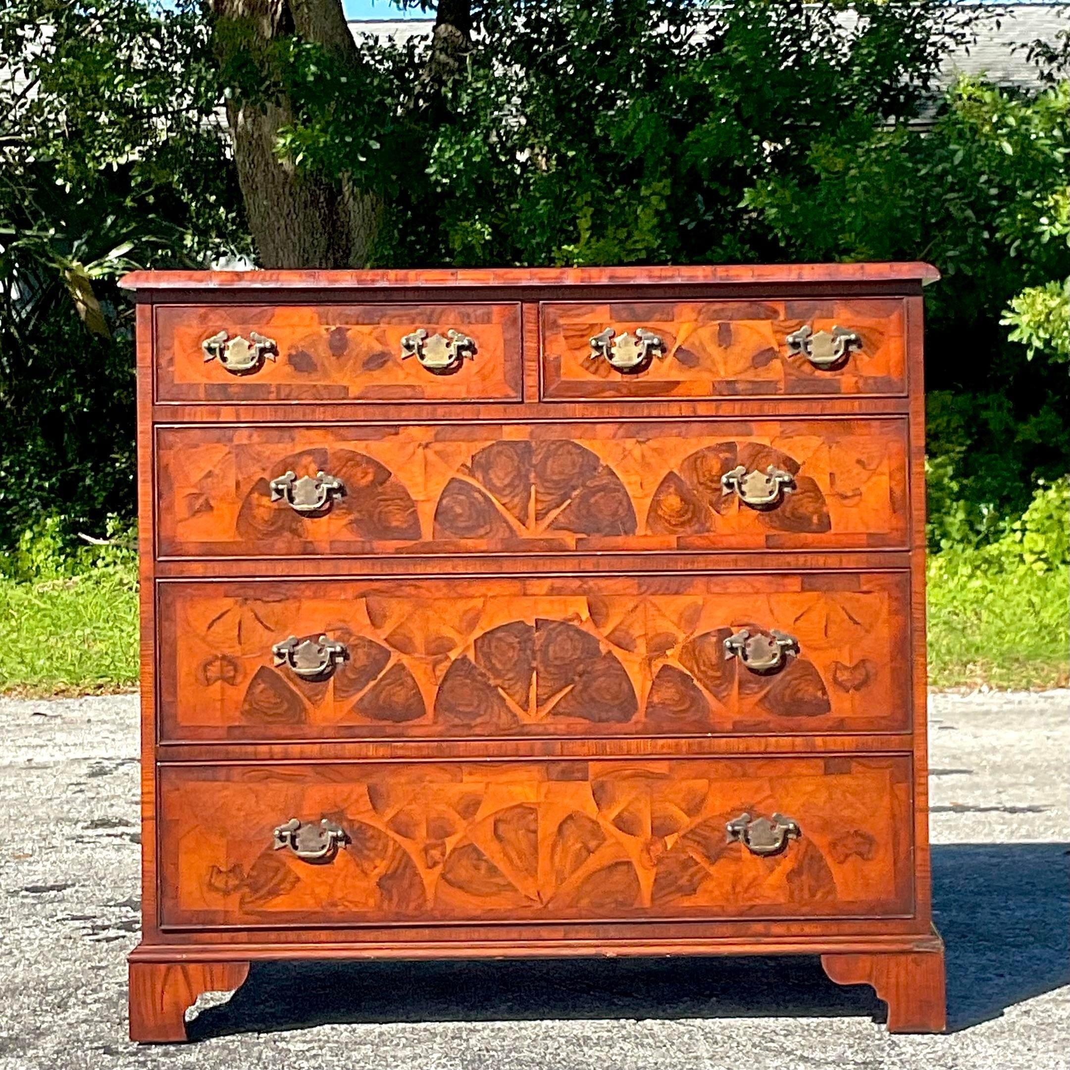 Mid 20th Century Vintage Regency Inlay and Marquetry Chest of Drawers For Sale 2