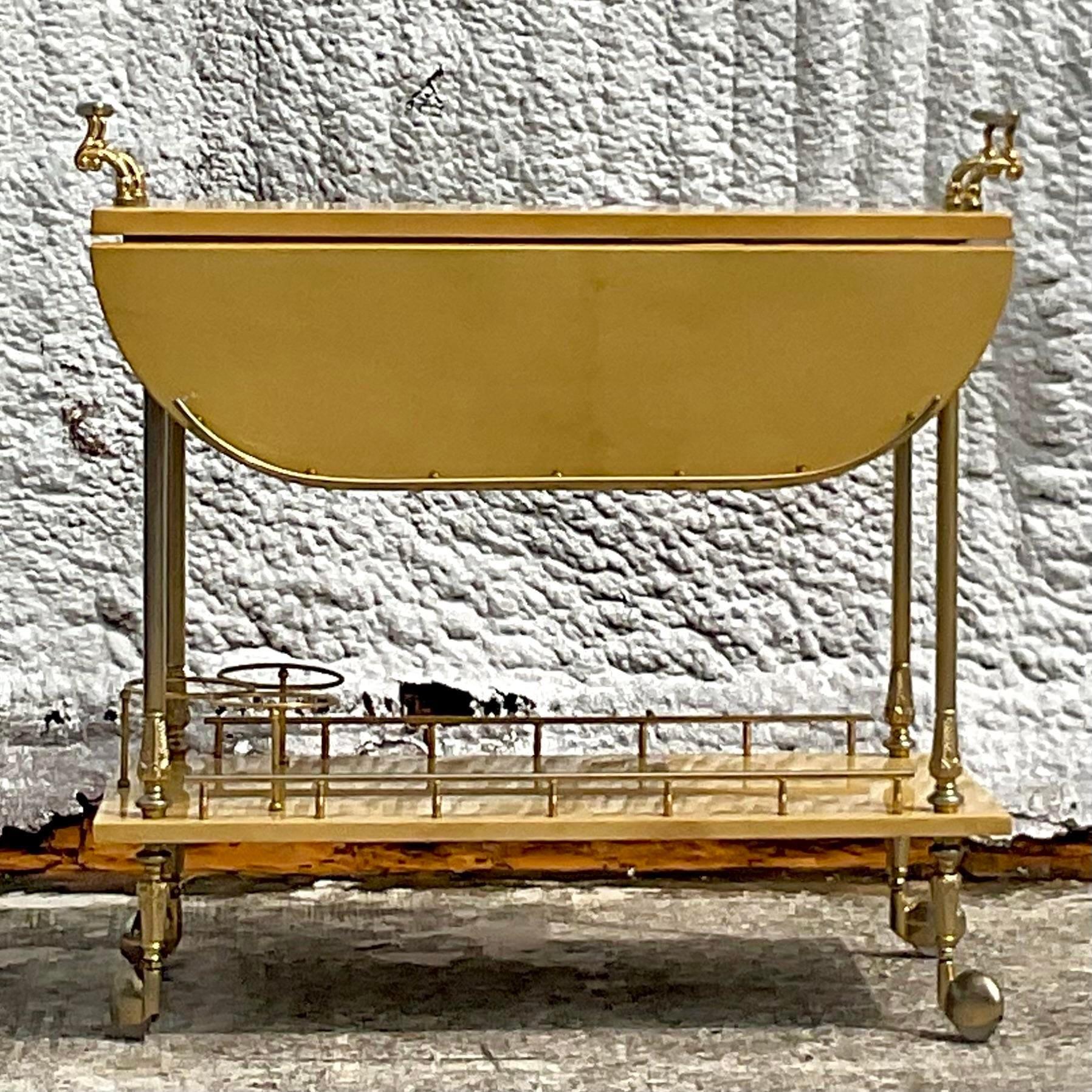 Mid 20th Century Vintage Regency Italian Bar Cart After Aldo Tura For Sale 1