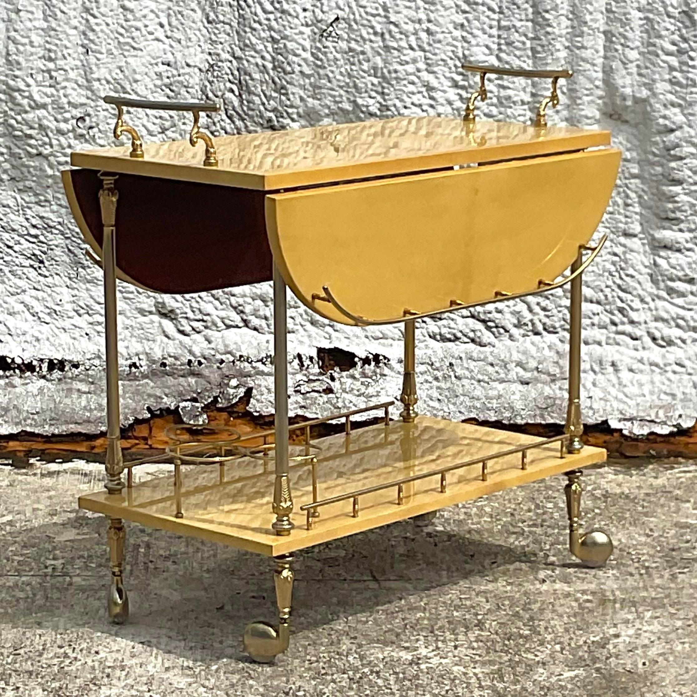 Mid 20th Century Vintage Regency Italian Bar Cart After Aldo Tura For Sale 3