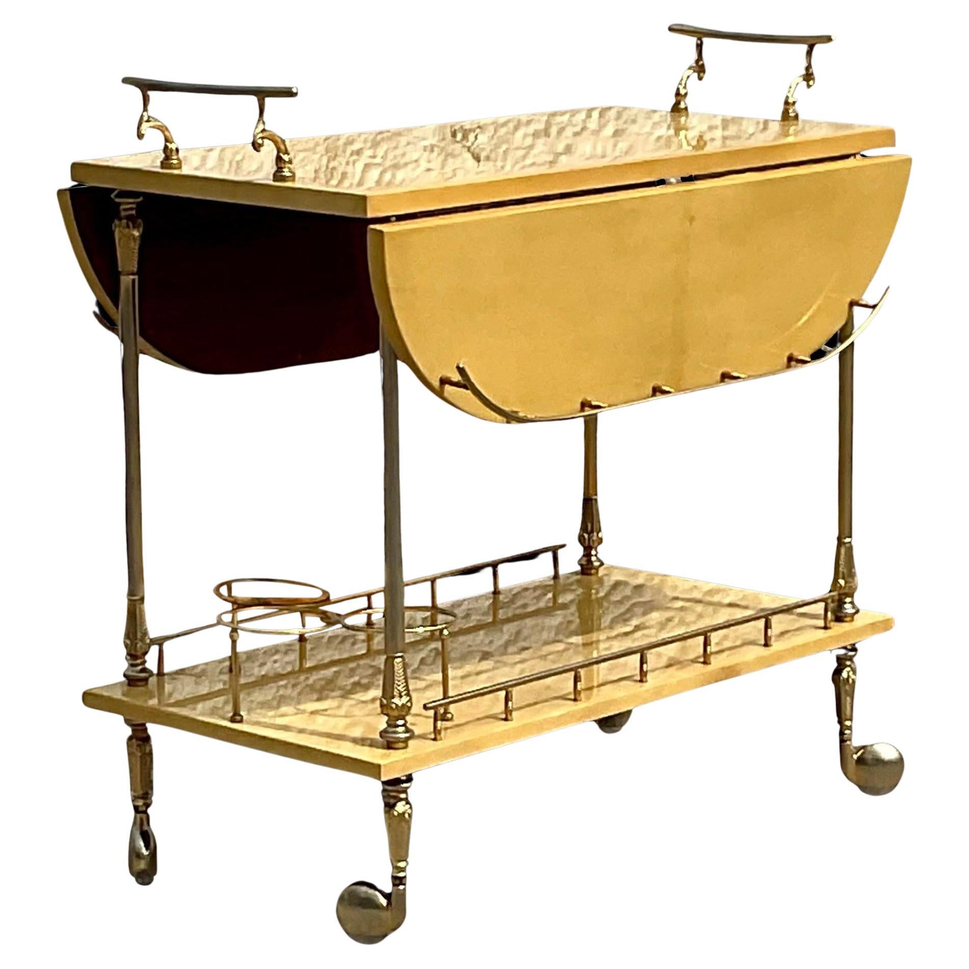 Mid 20th Century Vintage Regency Italian Bar Cart After Aldo Tura For Sale