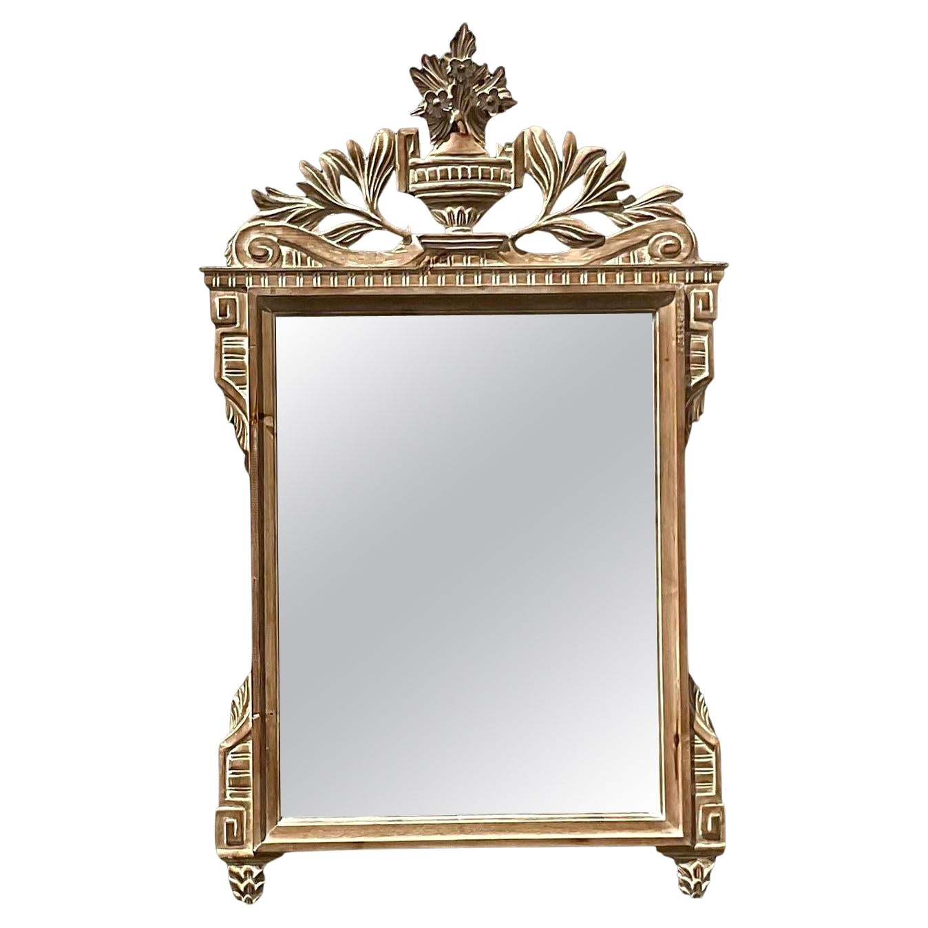 Specchio in legno intagliato della metà del 20° secolo, vintage e regency italiano