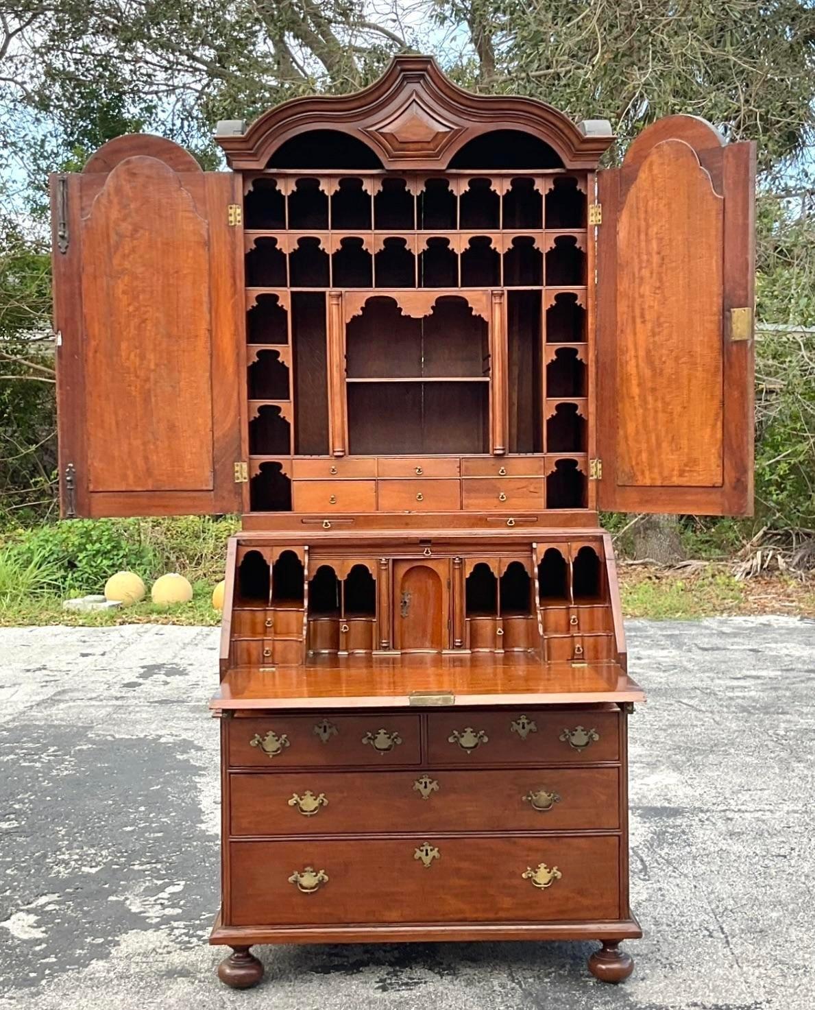 Mid 20th Century Vintage Regency Mahogany Secretary Desk In Good Condition For Sale In west palm beach, FL