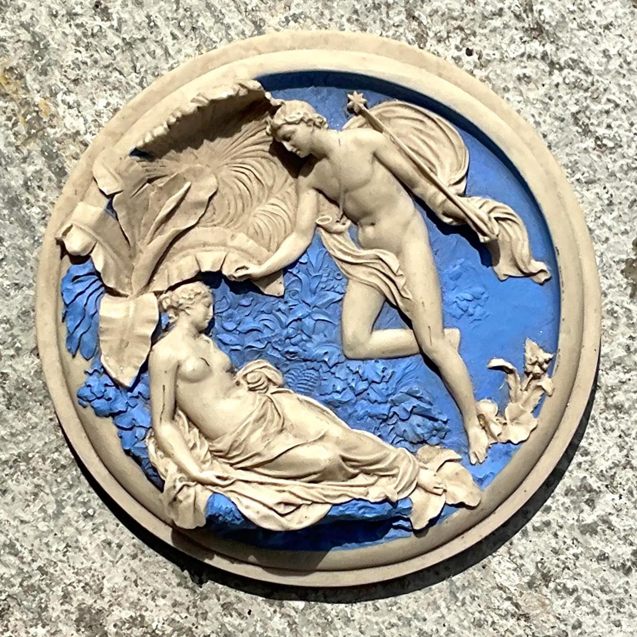 Mid 20th Century Vintage Regency Resin Italian Frieze Medallion For Sale 3